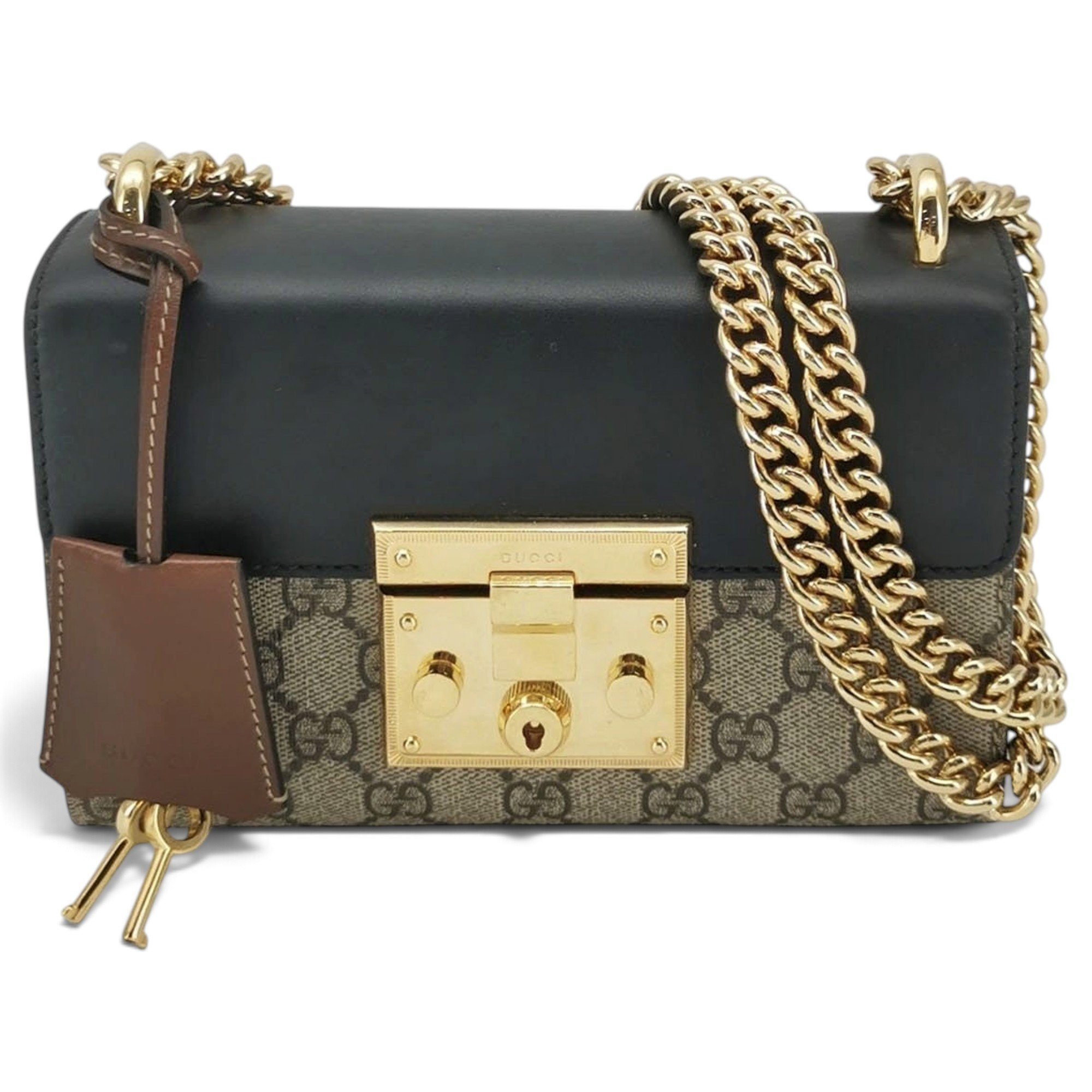 Padlock leather handbag