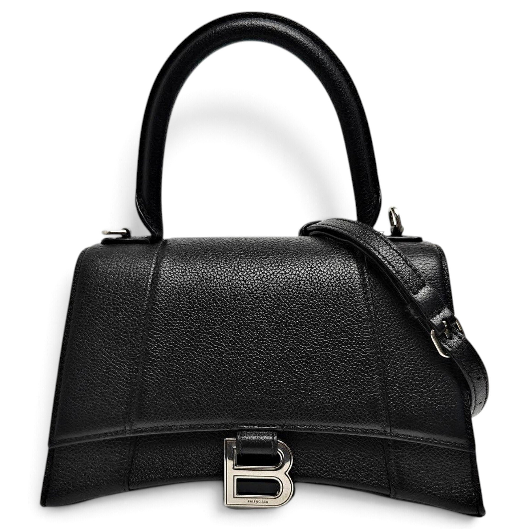 Hourglass leather handbag