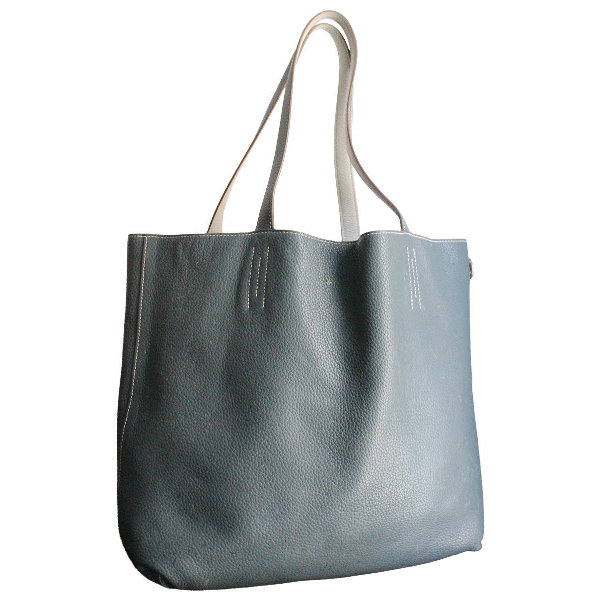 Double sens leather handbag