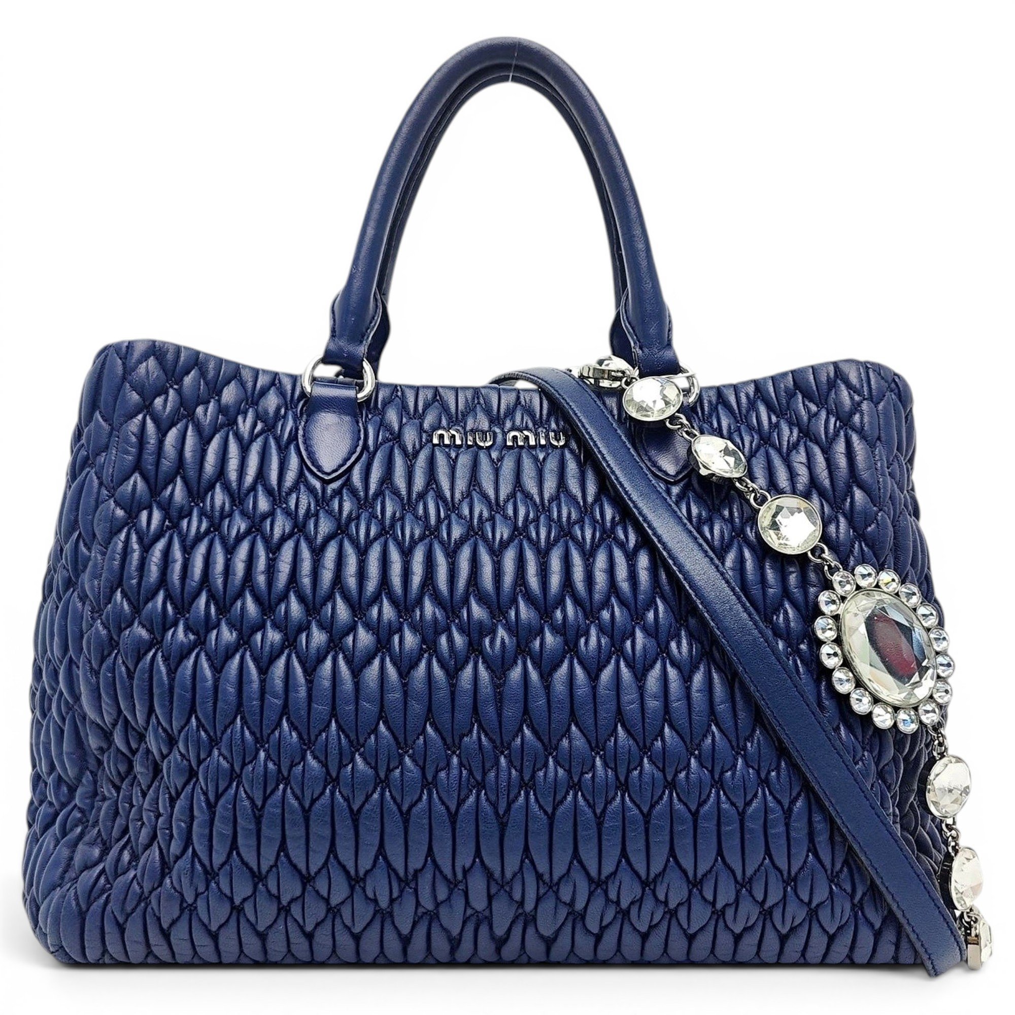 Miu Crystal leather handbag