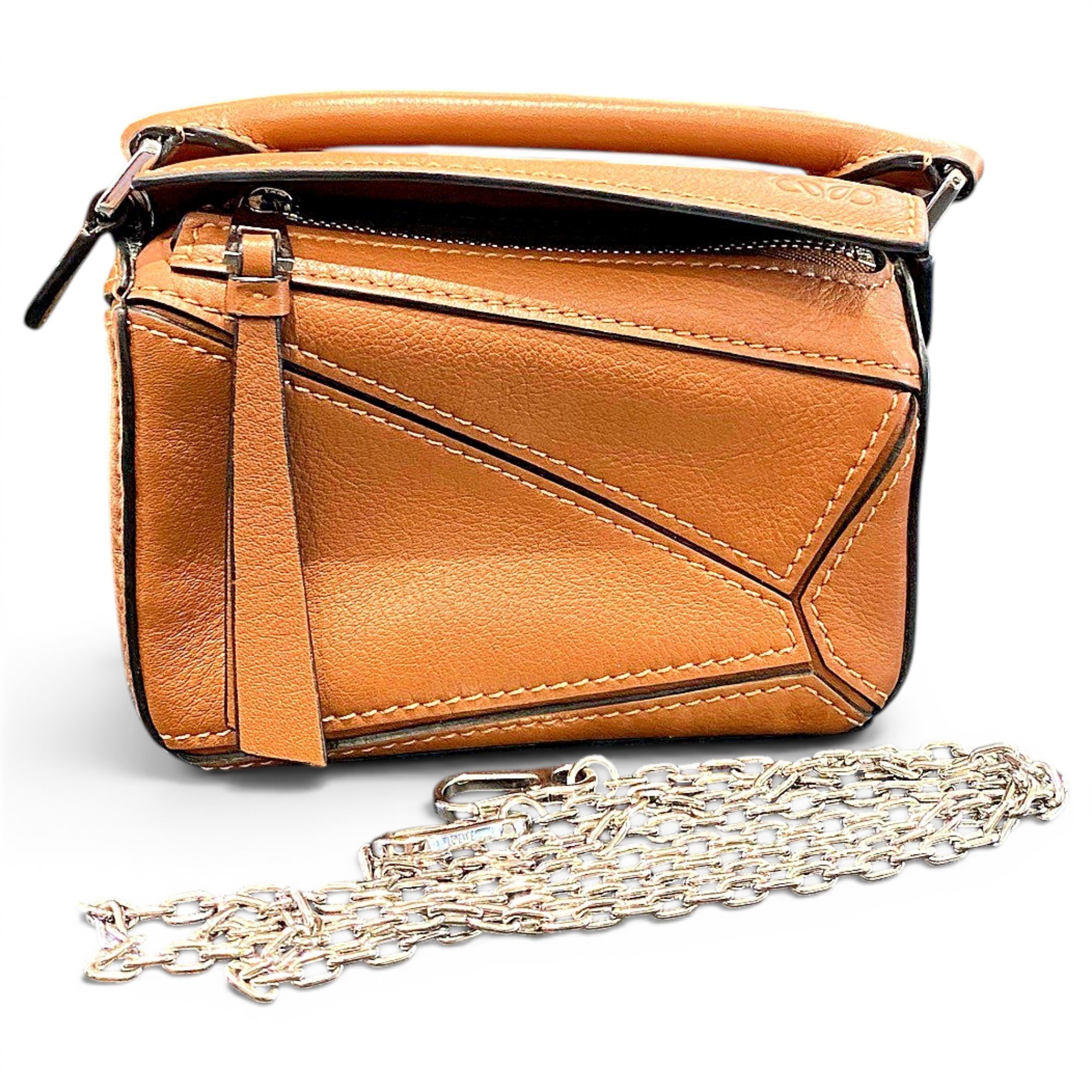 Puzzle leather handbag