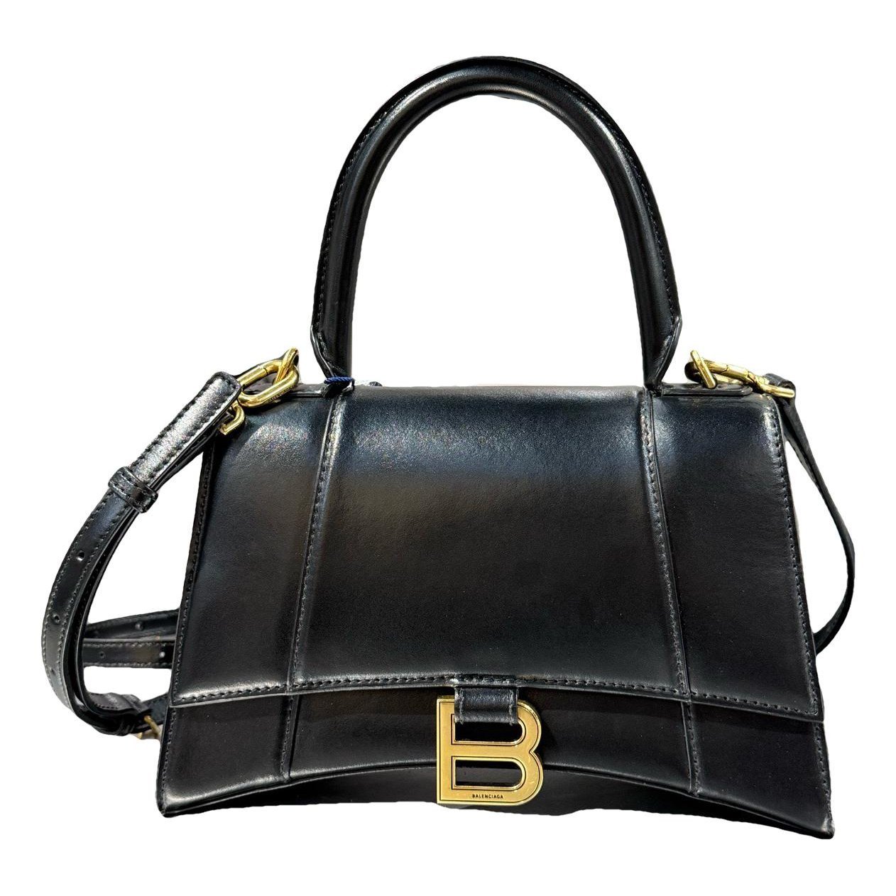 Hourglass leather handbag