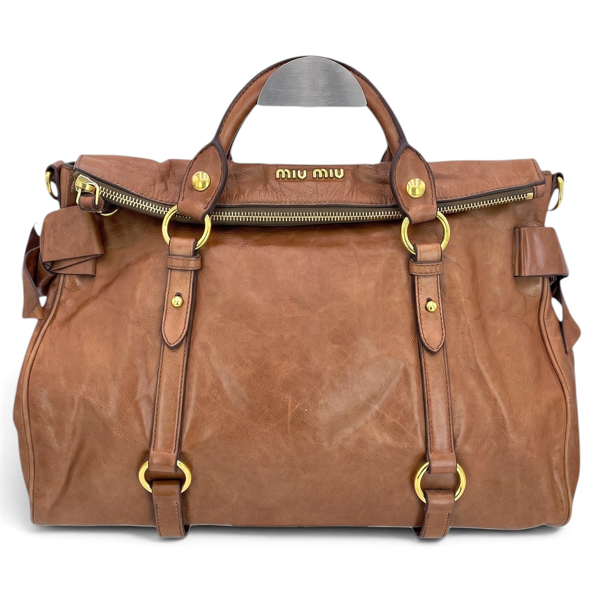 Bow bag leather handbag