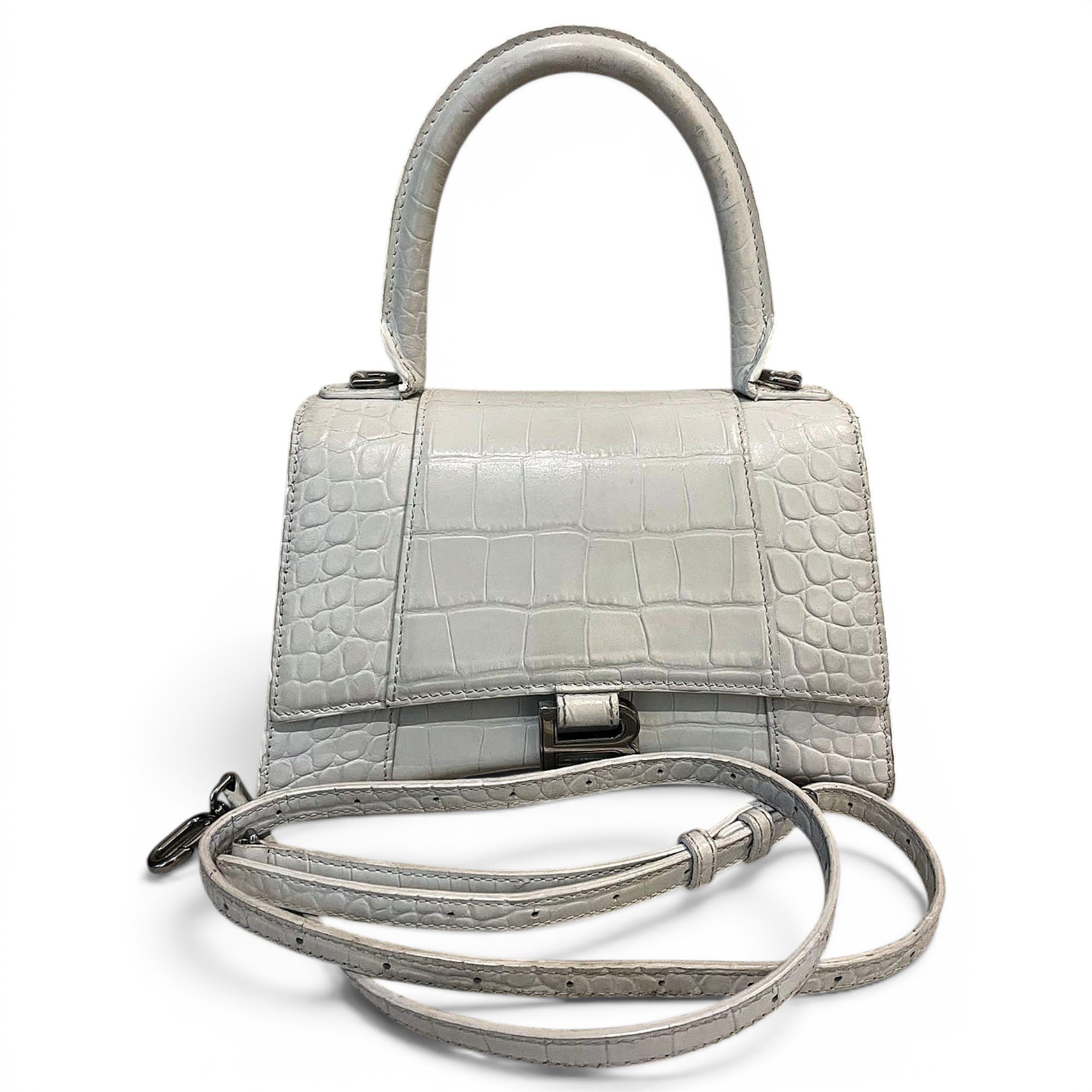Hourglass leather handbag