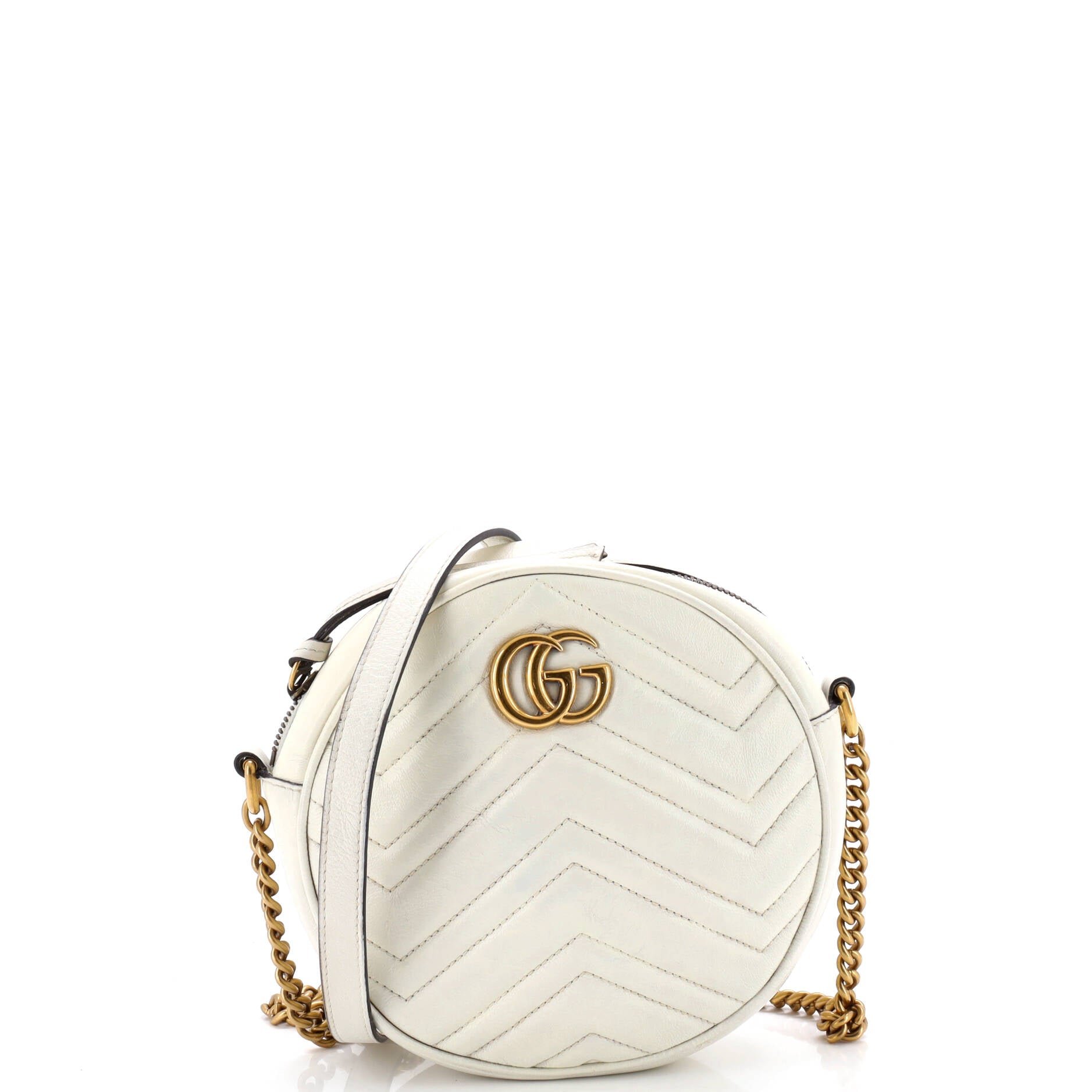 Gucci GG Marmont Round Shoulder Bag Matelasse Leather Mini