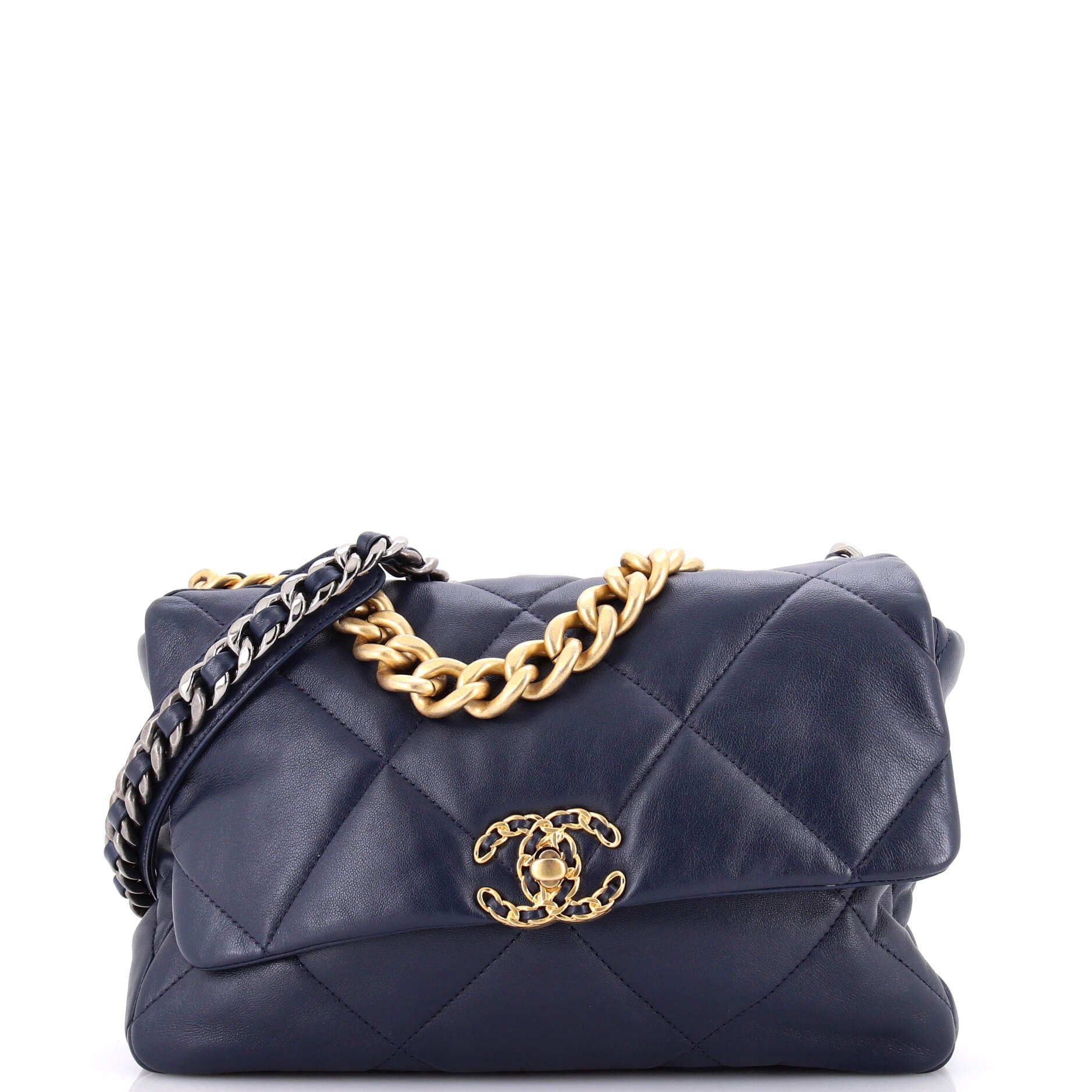 19 Flap Bag Quilted Leather Large