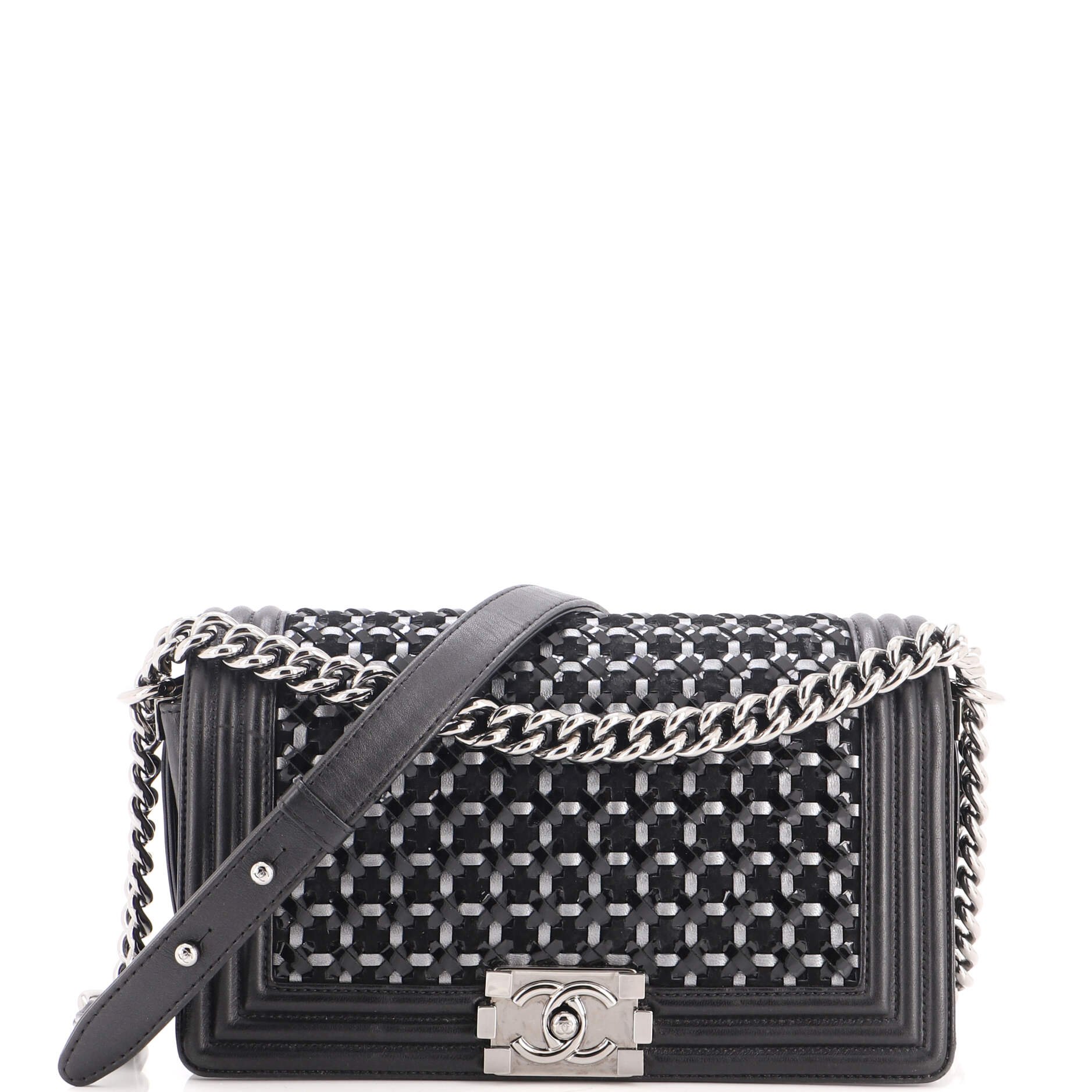 Boy Flap Bag Braided Patent and Calfskin Old Medium