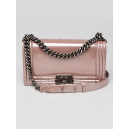 Chanel Pink Iridescent Patent Calfskin Leather Medium Boy Reverso Bag