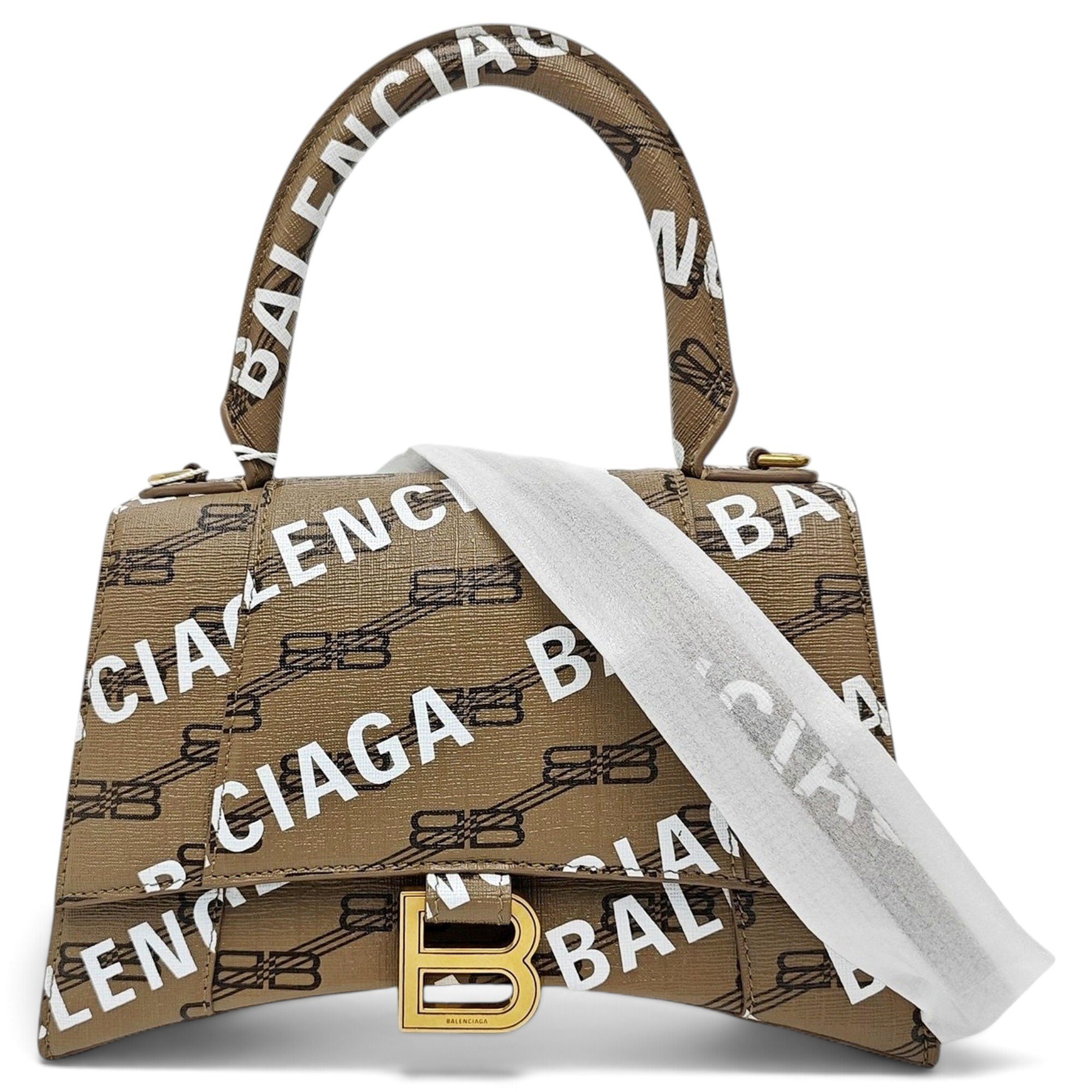 Hourglass leather handbag