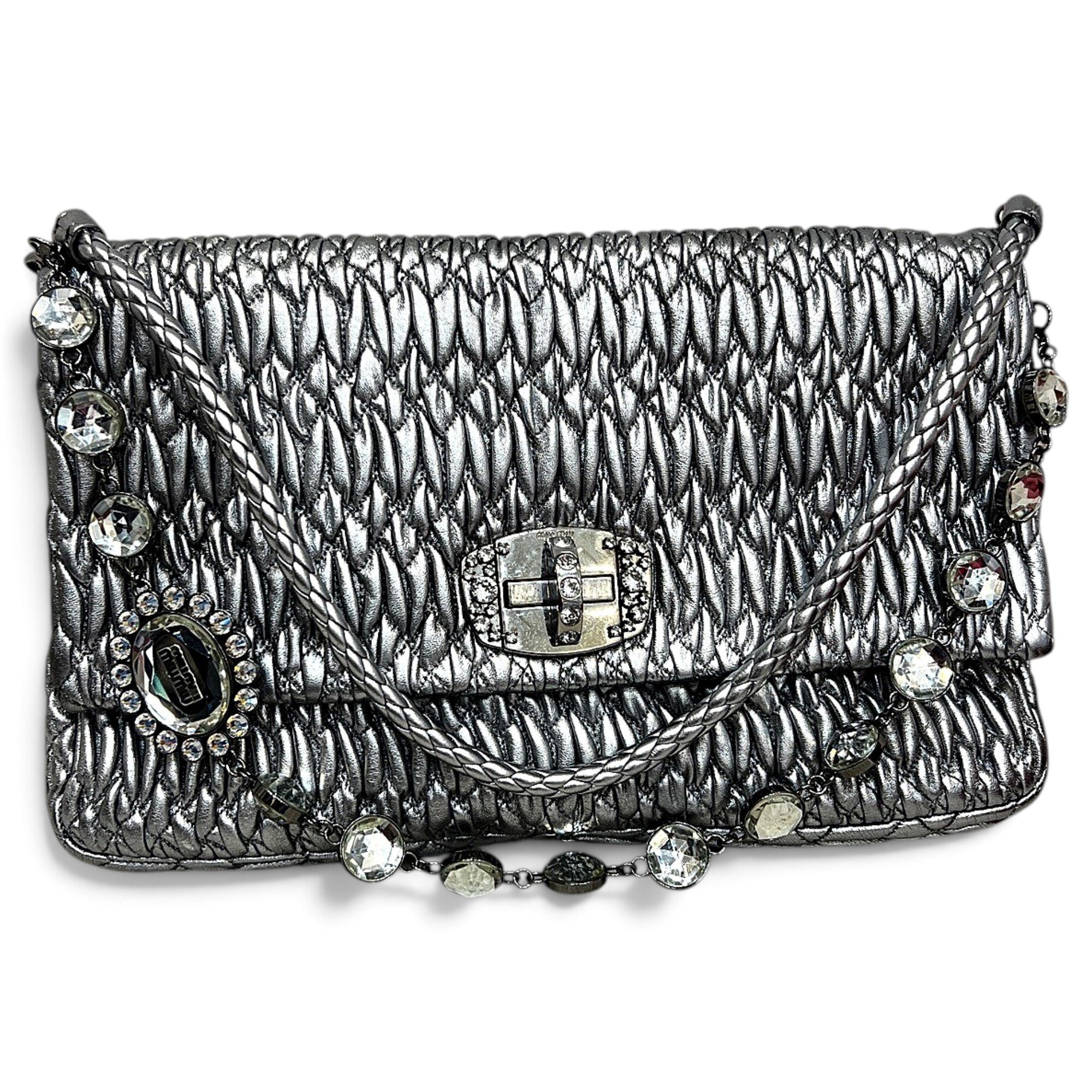 Miu Crystal leather handbag