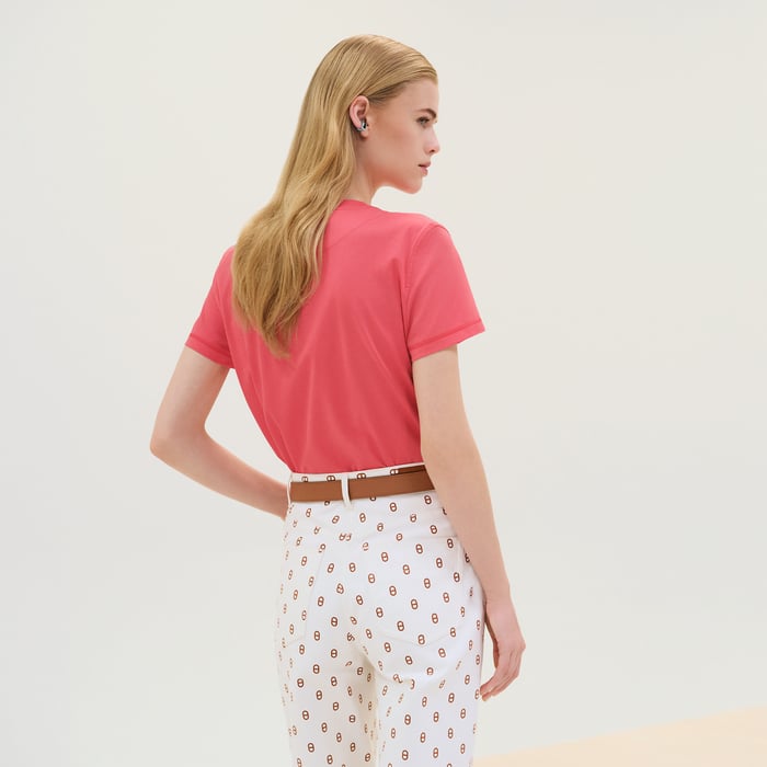 Rose Vermillon Embroidered Pocket T-shirt