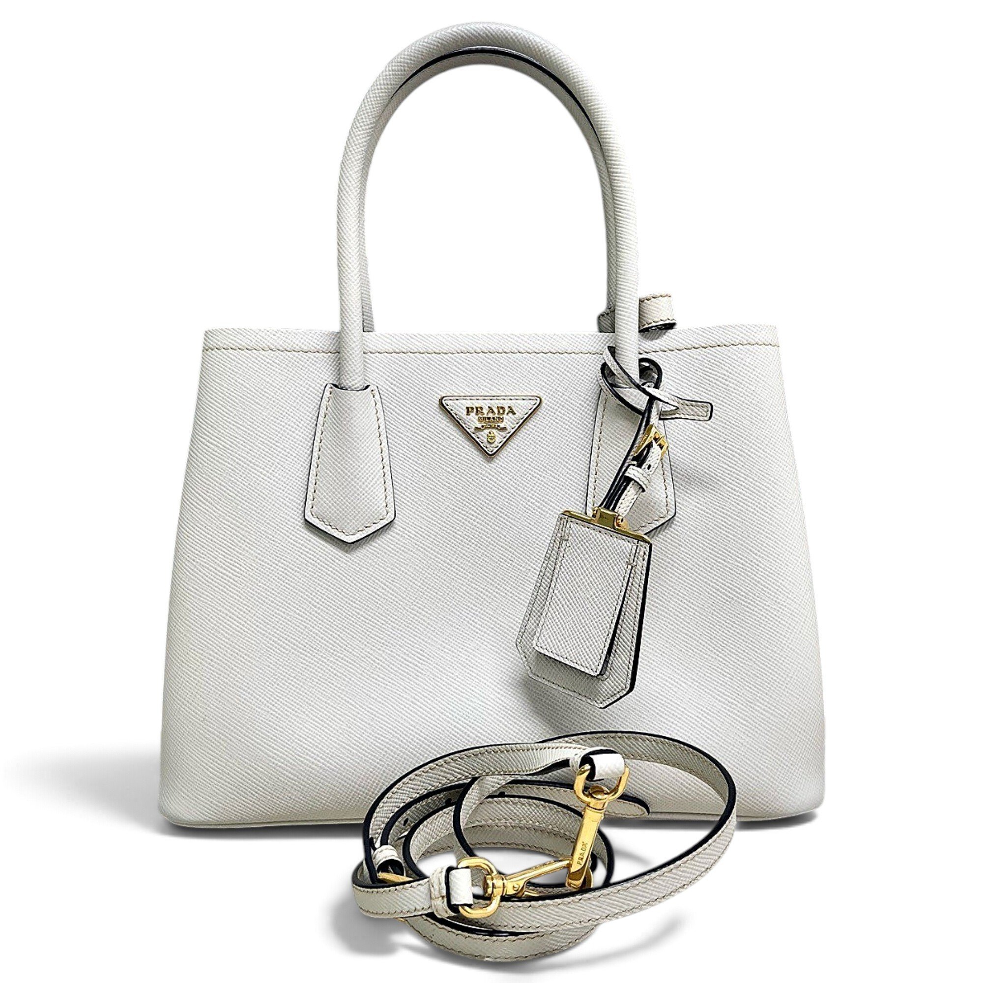 Double leather handbag