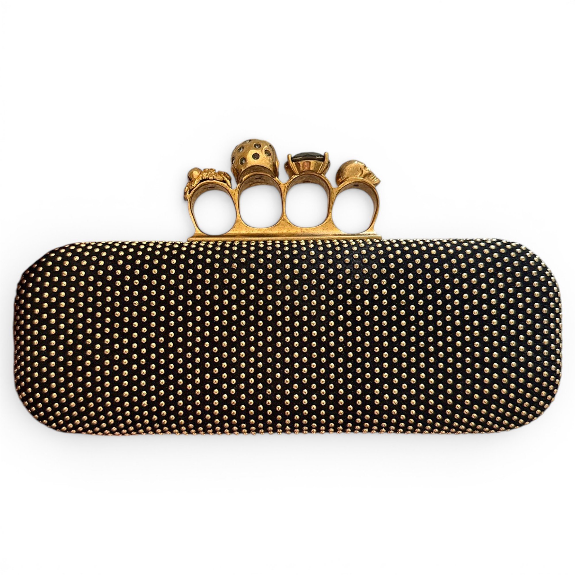 Skull leather clutch bag