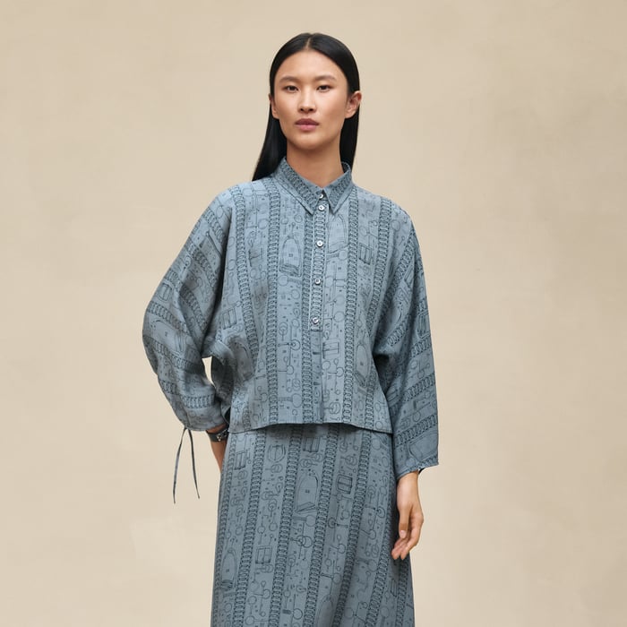 Bleu Adriatique "Cahier Du Colporteur" Blouse