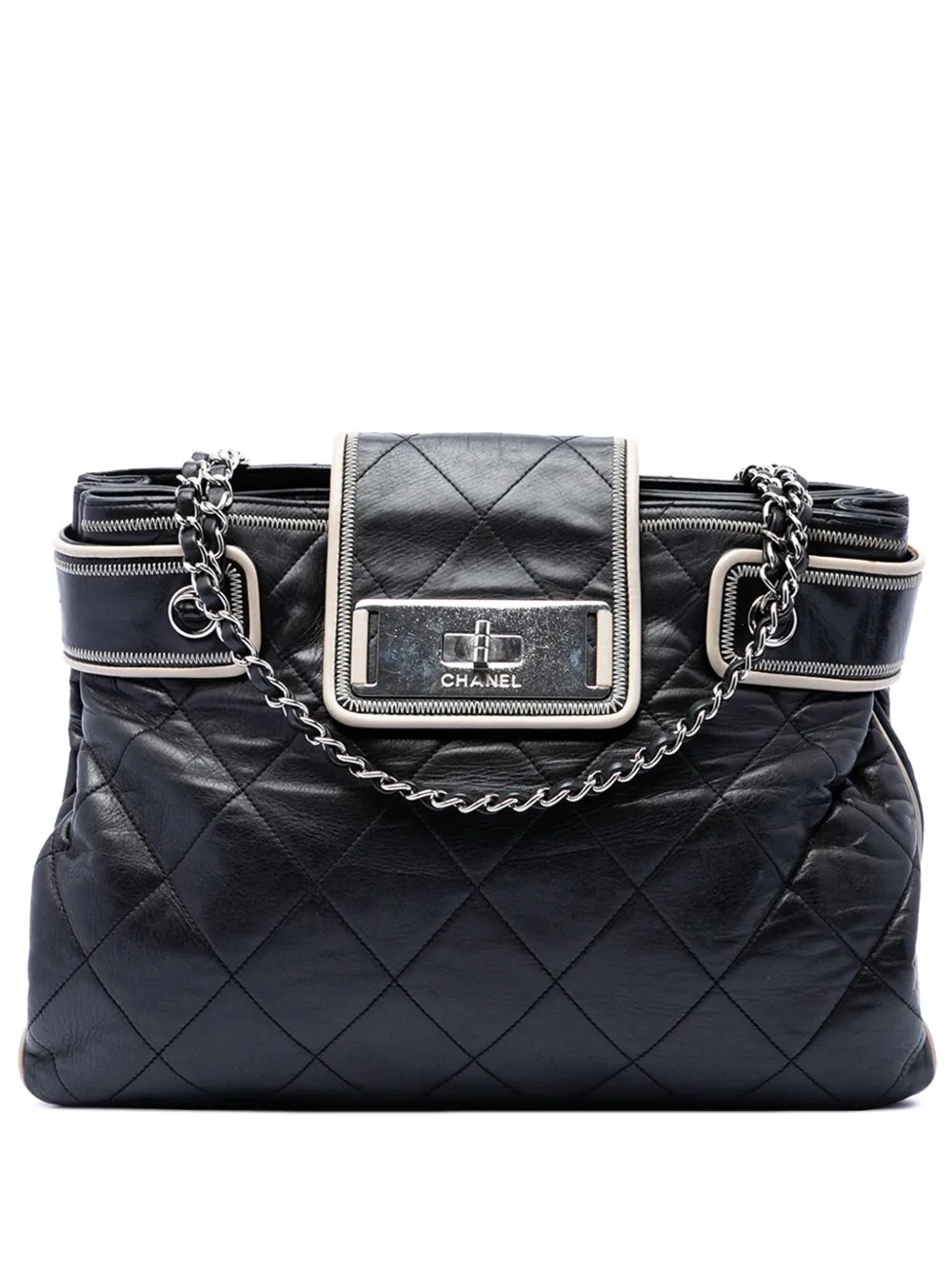 2008-2009 Quilted Aged Calfskin Mademoiselle Turnlock North South tote bag