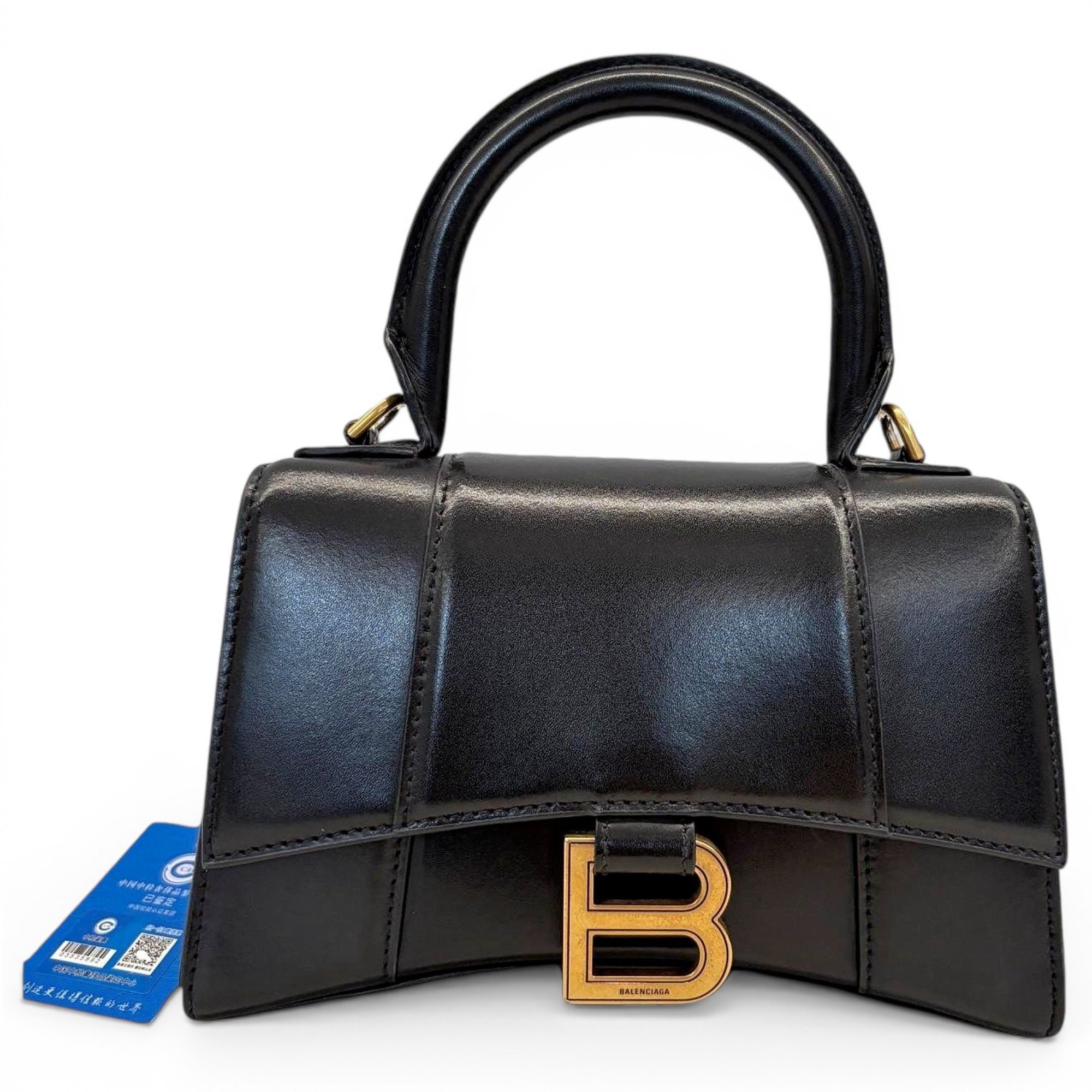 Hourglass leather handbag