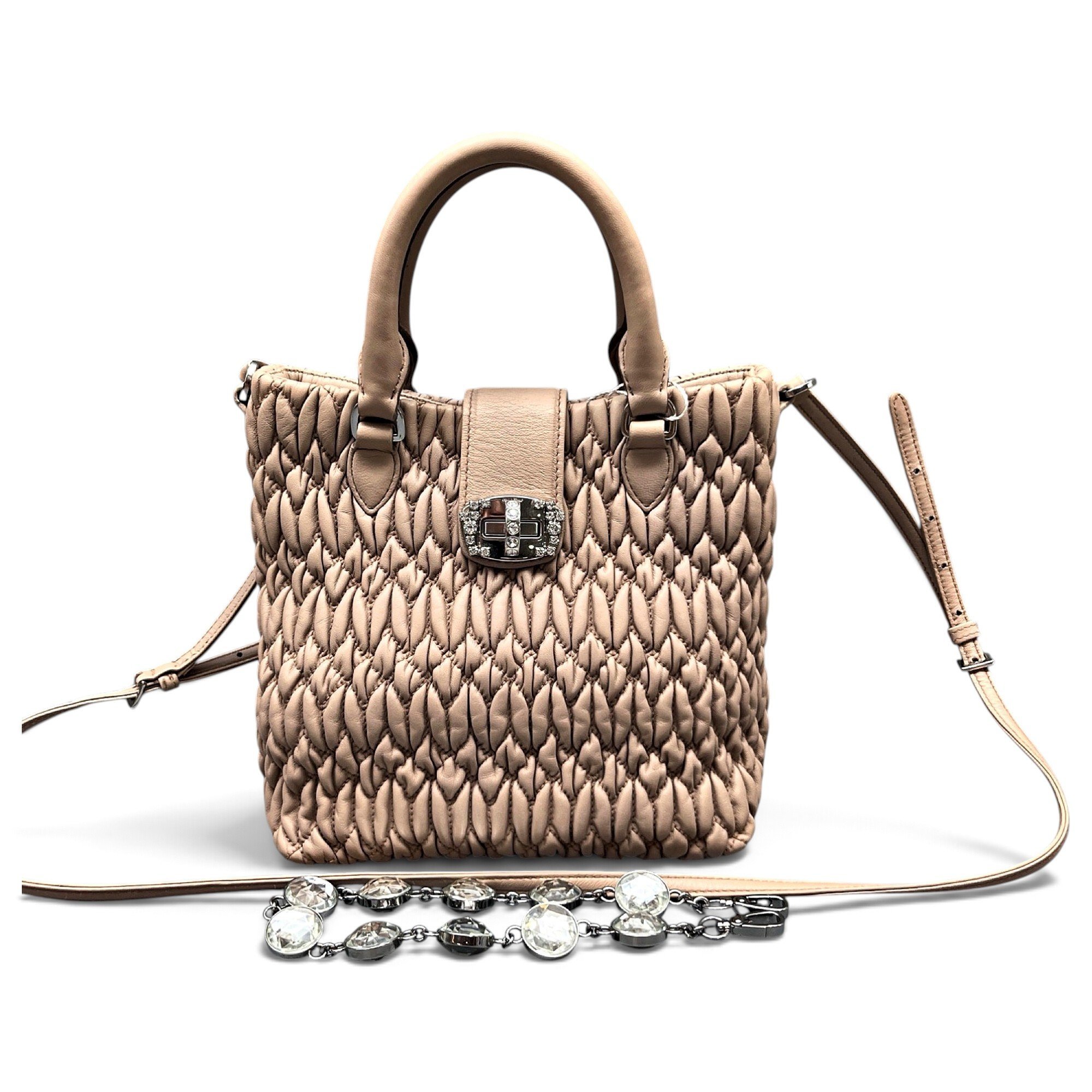 Matelassé leather tote