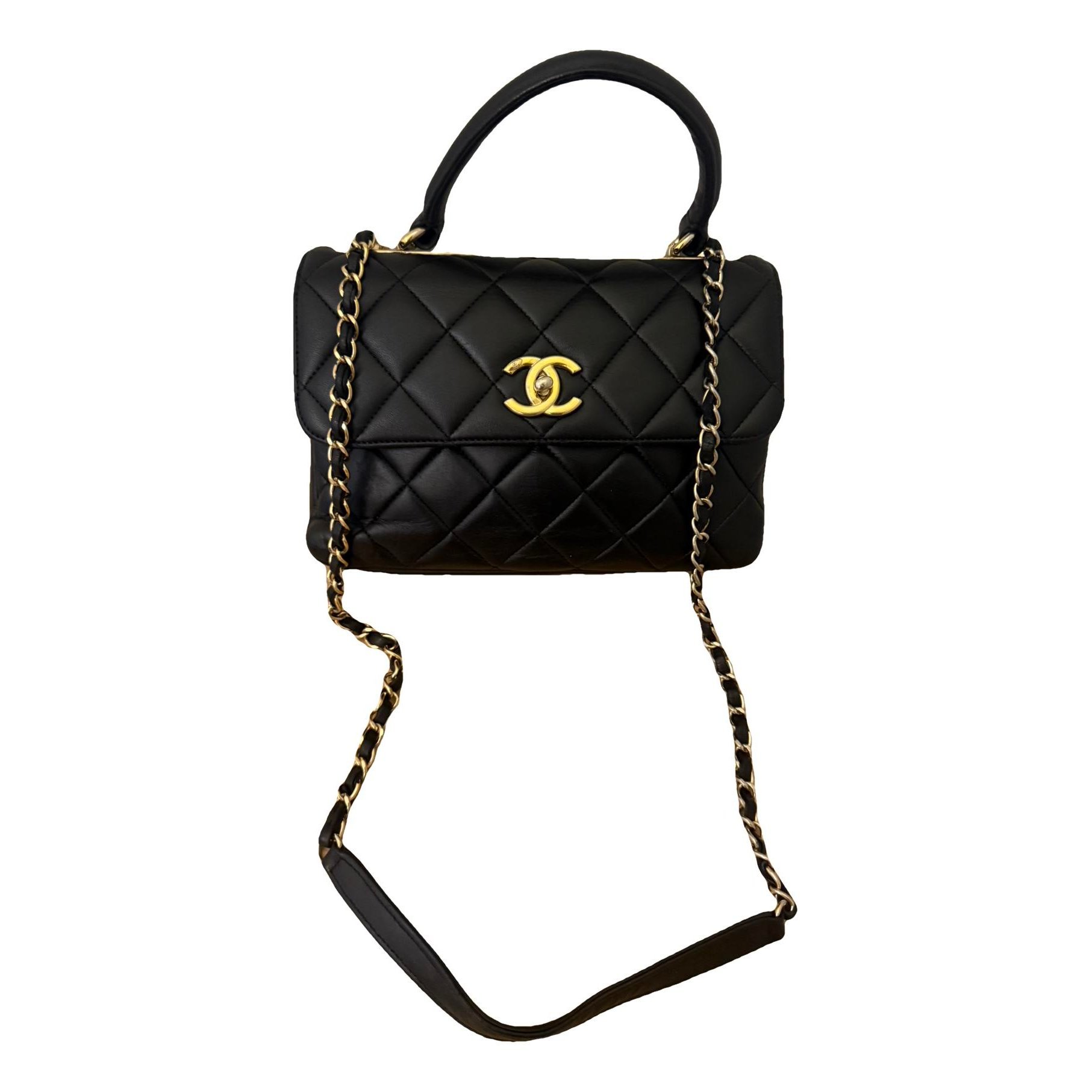 Trendy CC Top Handle leather handbag