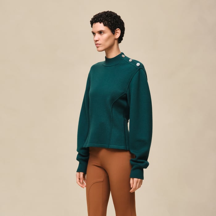 Vert Pin Buttoned Sweater With "Ferronnerie" Details