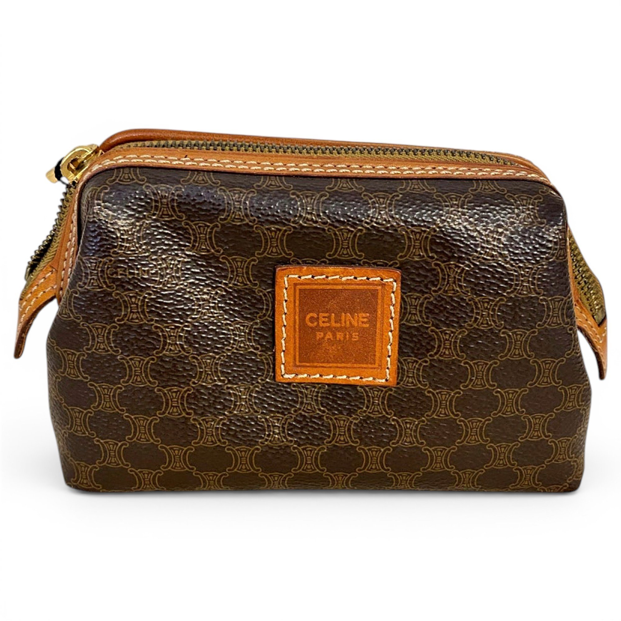 Triomphe Vintage leather clutch bag