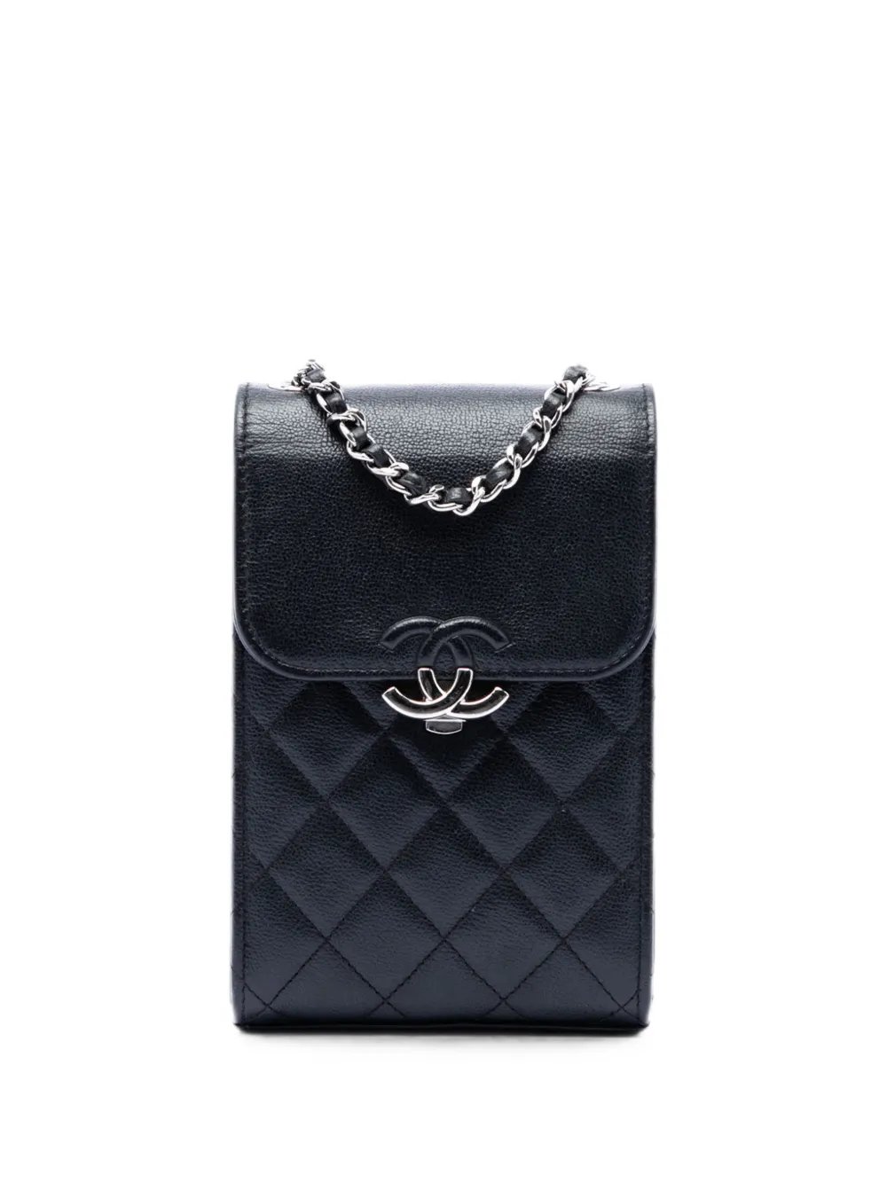 2019 CC Quilted Caviar Phone Holder with Chain crossbody bag