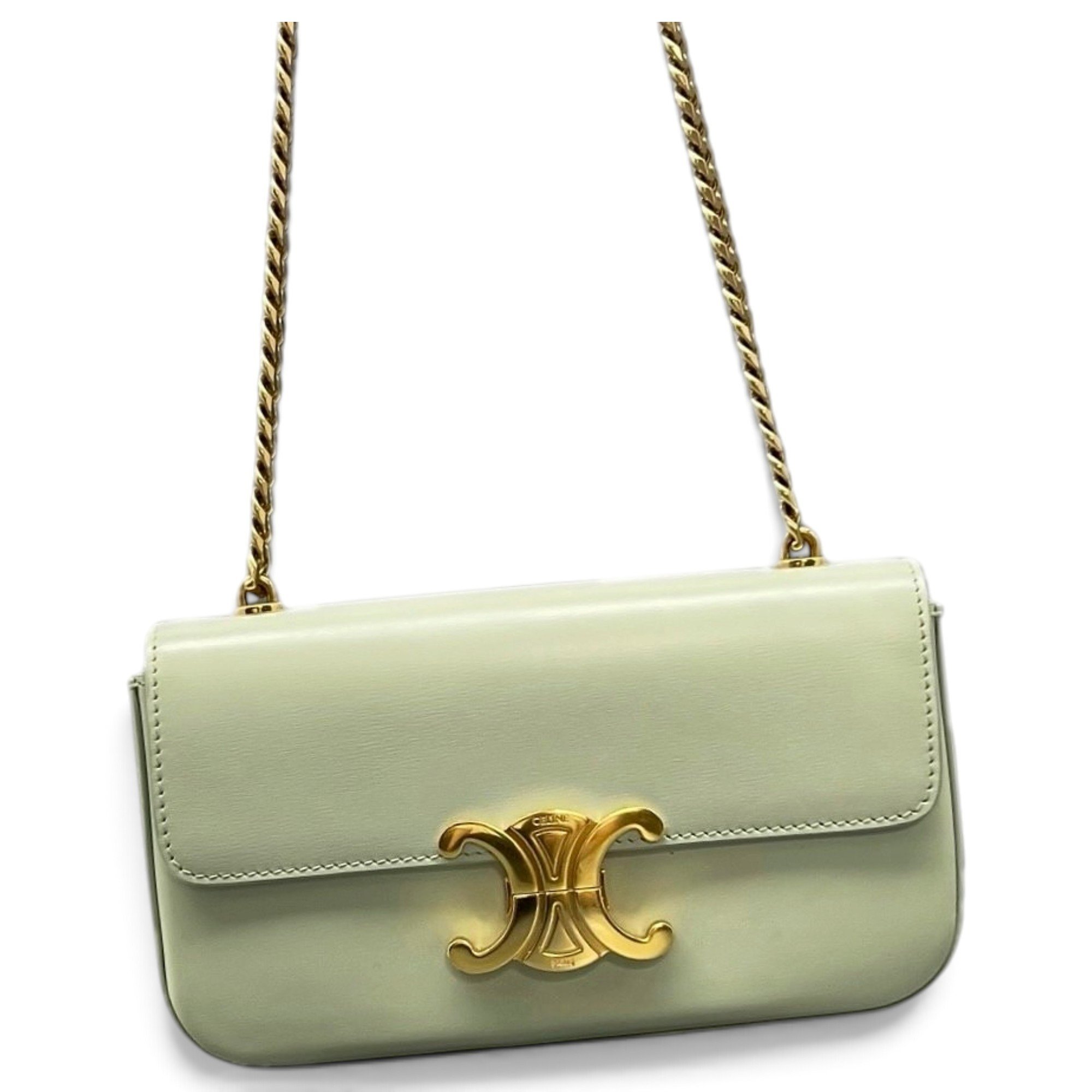 Triomphe chain leather handbag
