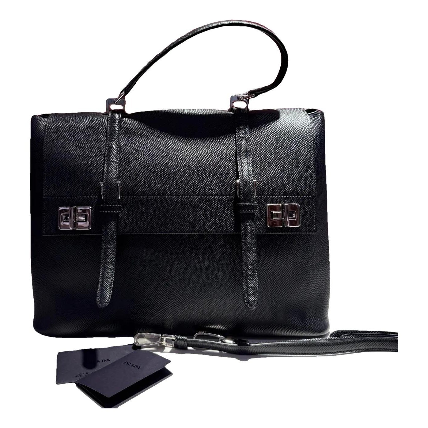 Double leather handbag