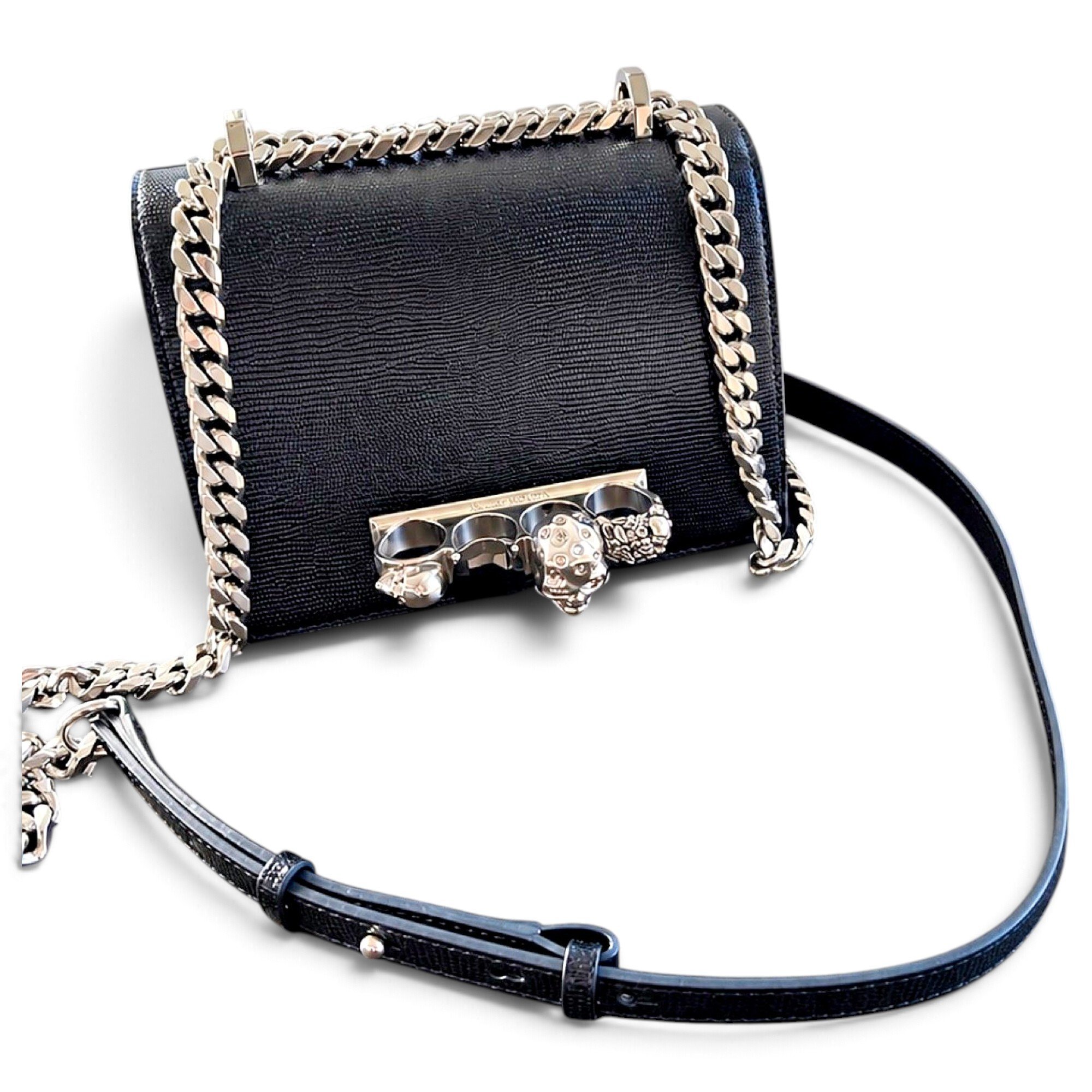 Knuckle leather crossbody bag