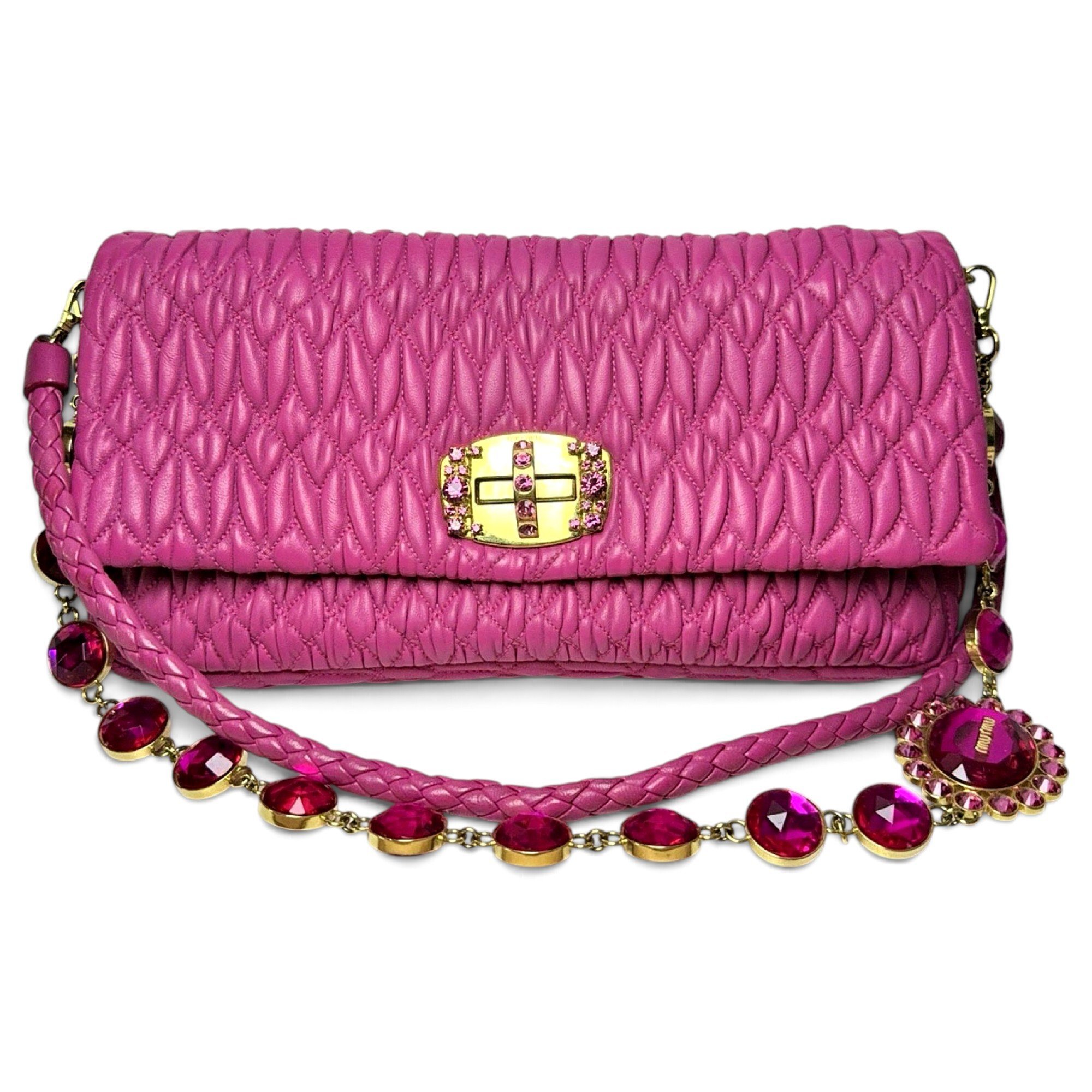 Miu Crystal leather handbag