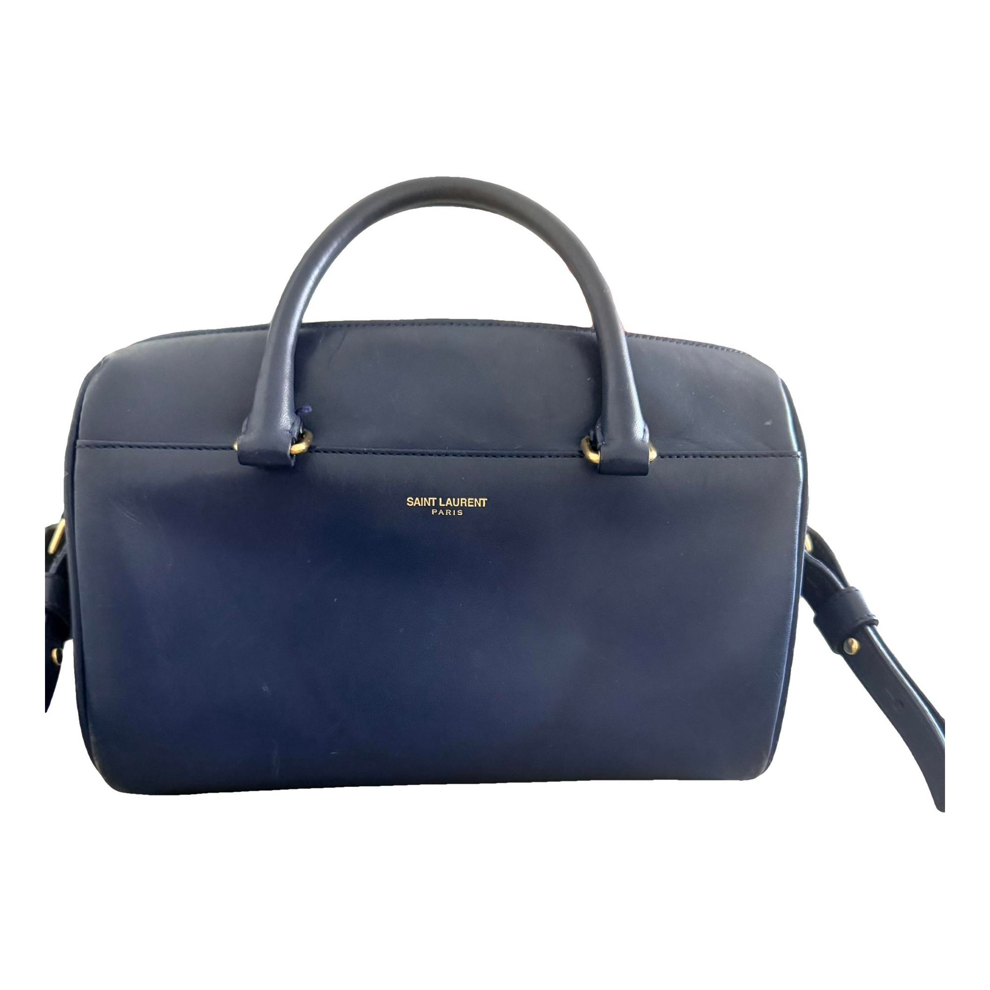 Duffle leather handbag