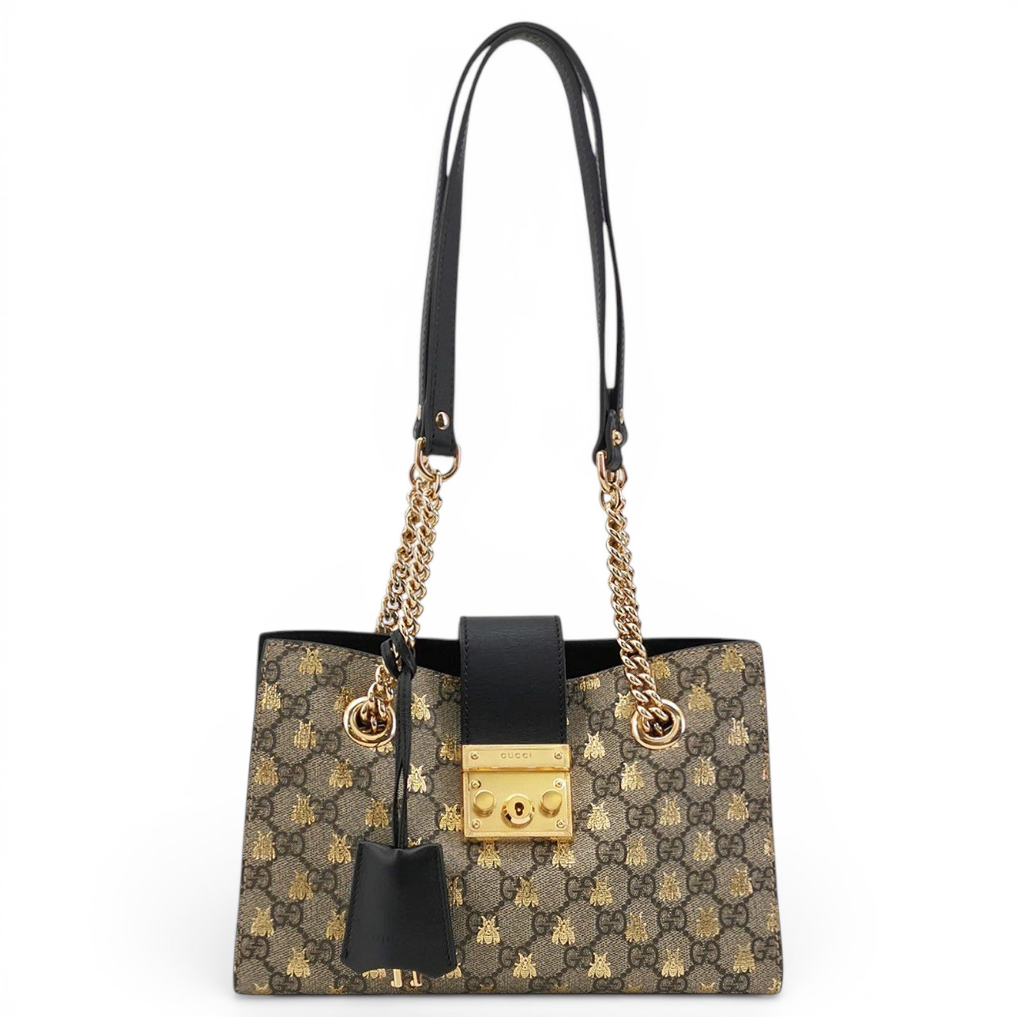 Padlock leather handbag