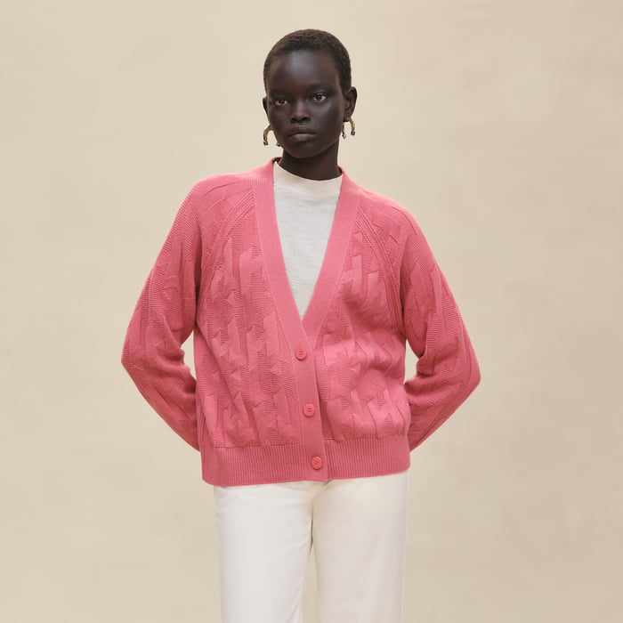 Rose Sorbet "H" Long-sleeve Cardigan