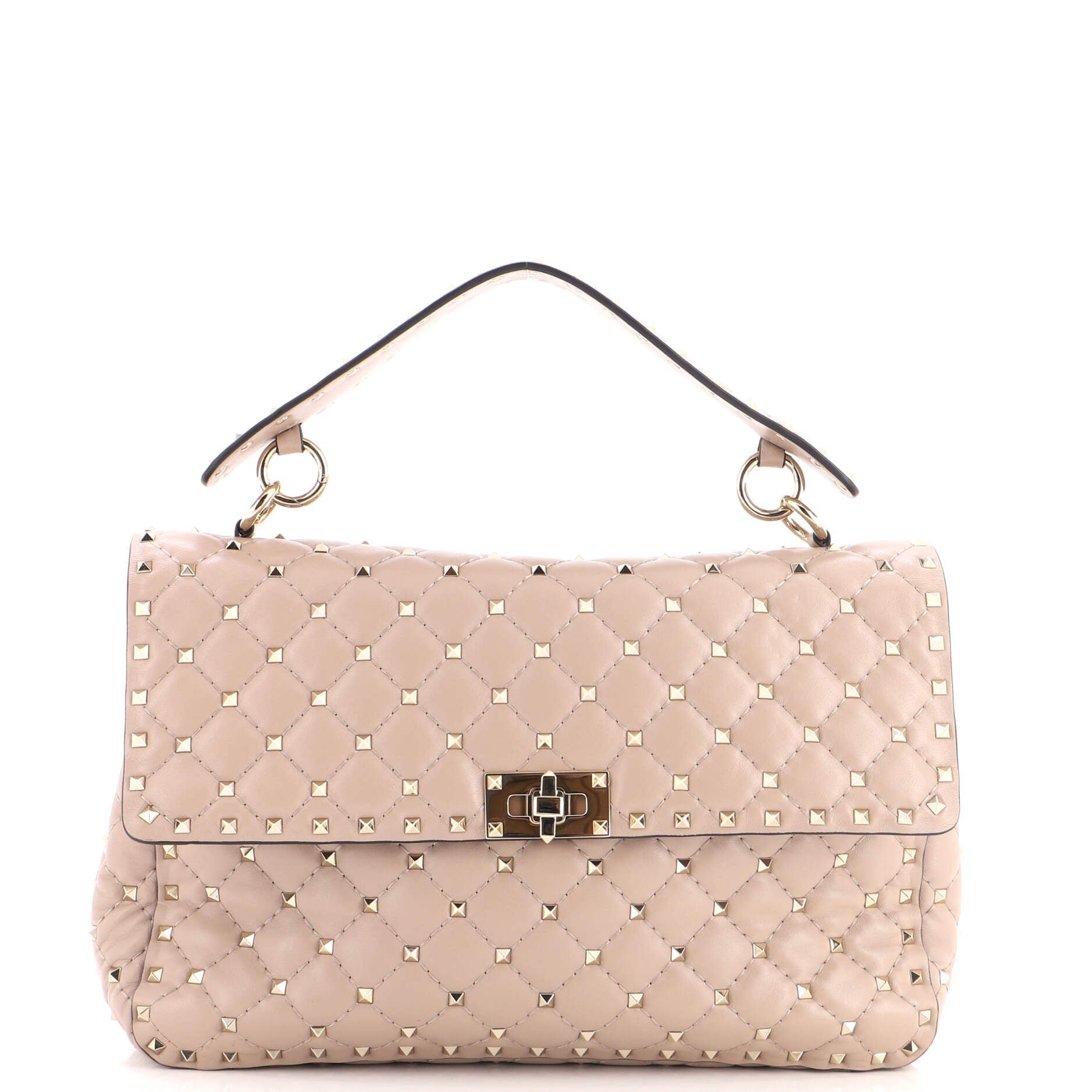 Free Rockstud Spike Flap Bag Quilted Leather Large