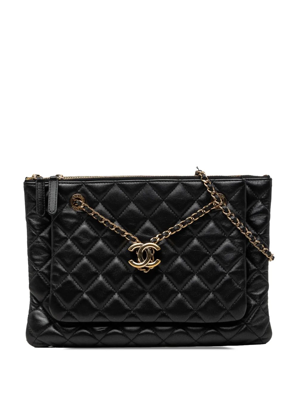 2019 CC Quilted Lambskin Double Zip crossbody bag