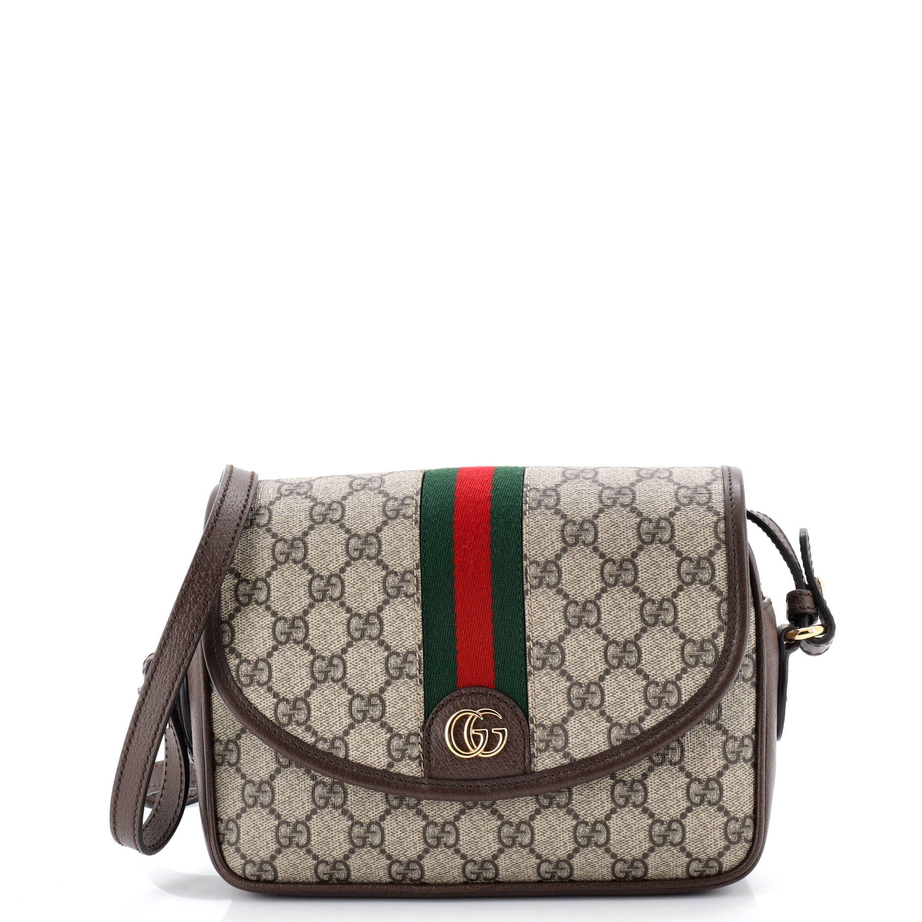 Gucci Ophidia Flap Shoulder Bag GG Coated Canvas with Leather Small