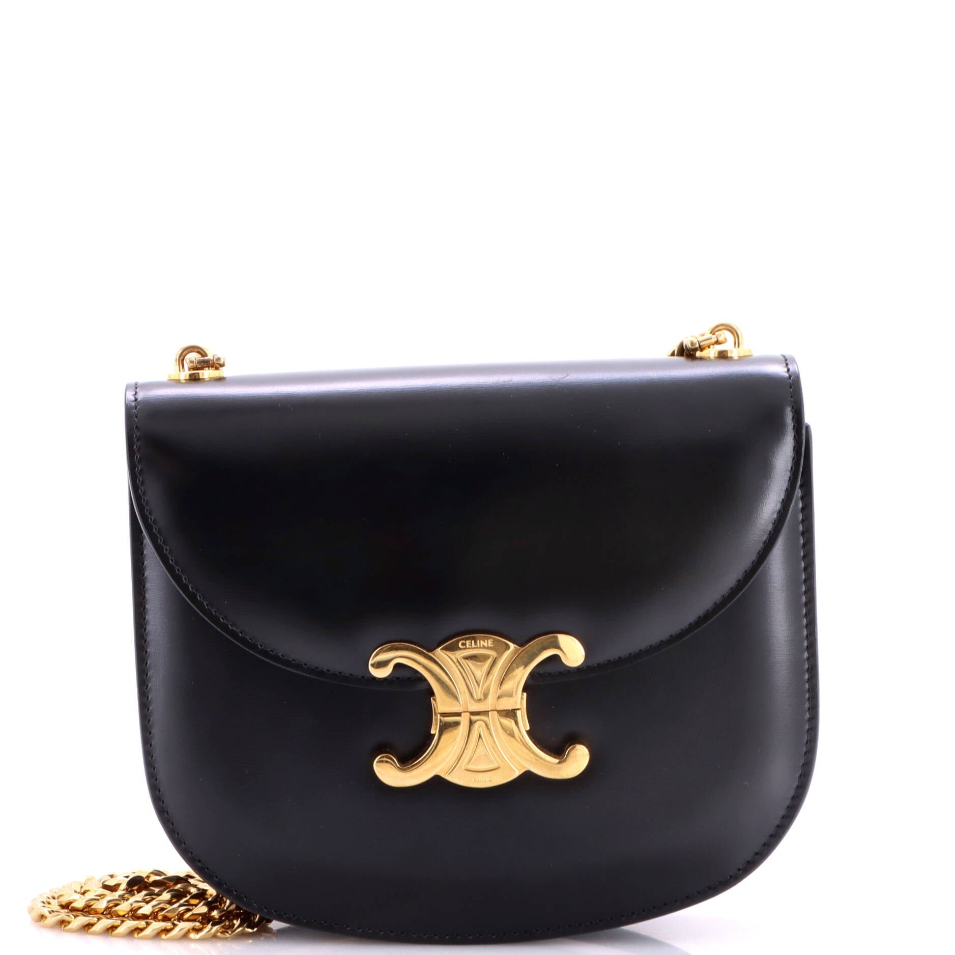 Triomphe Besace Clea Chain Flap Bag Leather