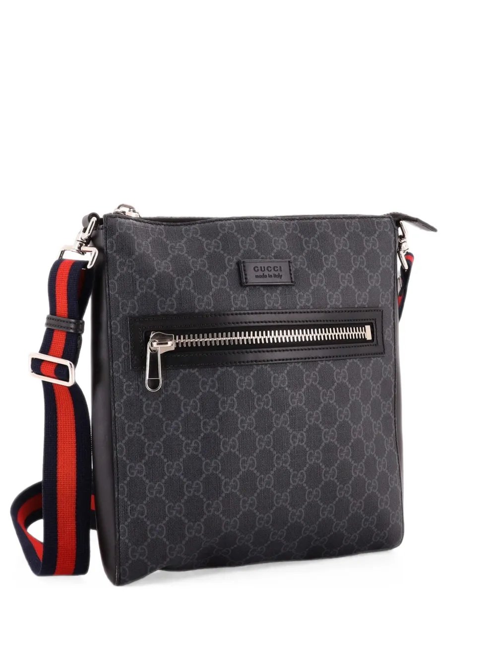 Web Strap Front Zip Messenger Bag GG Coated Canvas Medium crossbody bag