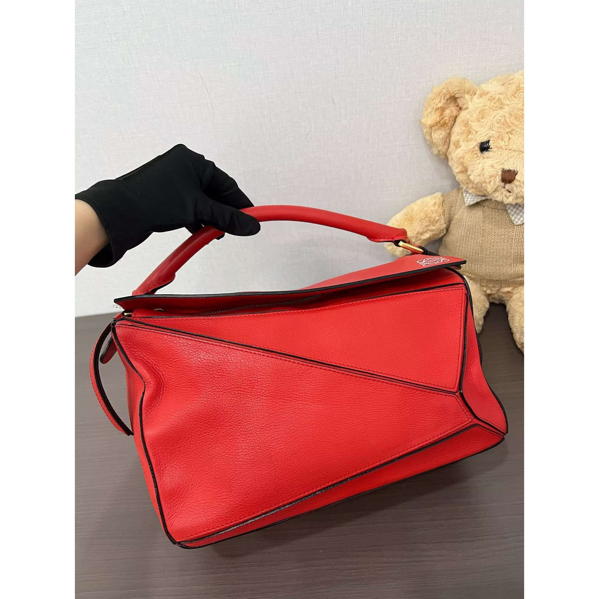 Puzzle leather handbag