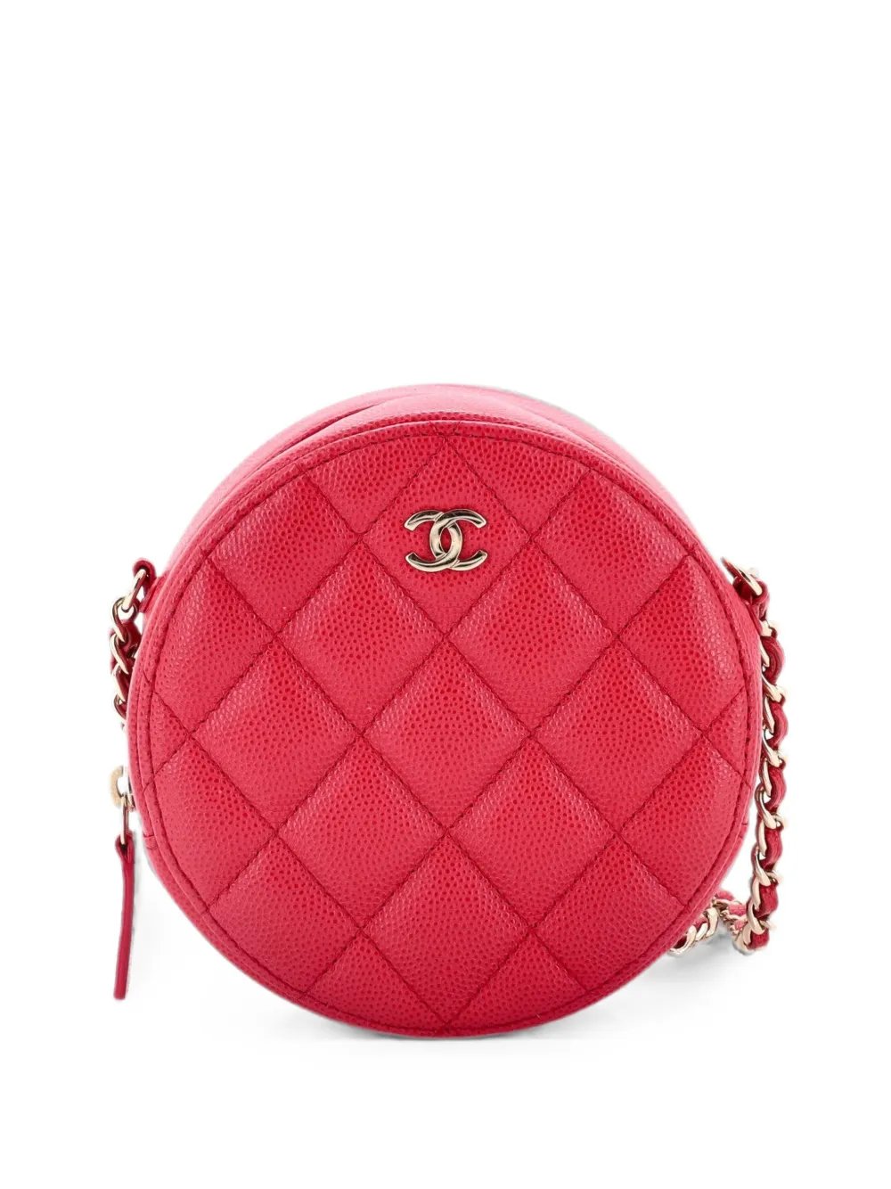 Round Clutch with Chain Quilted Caviar Mini crossbody bag