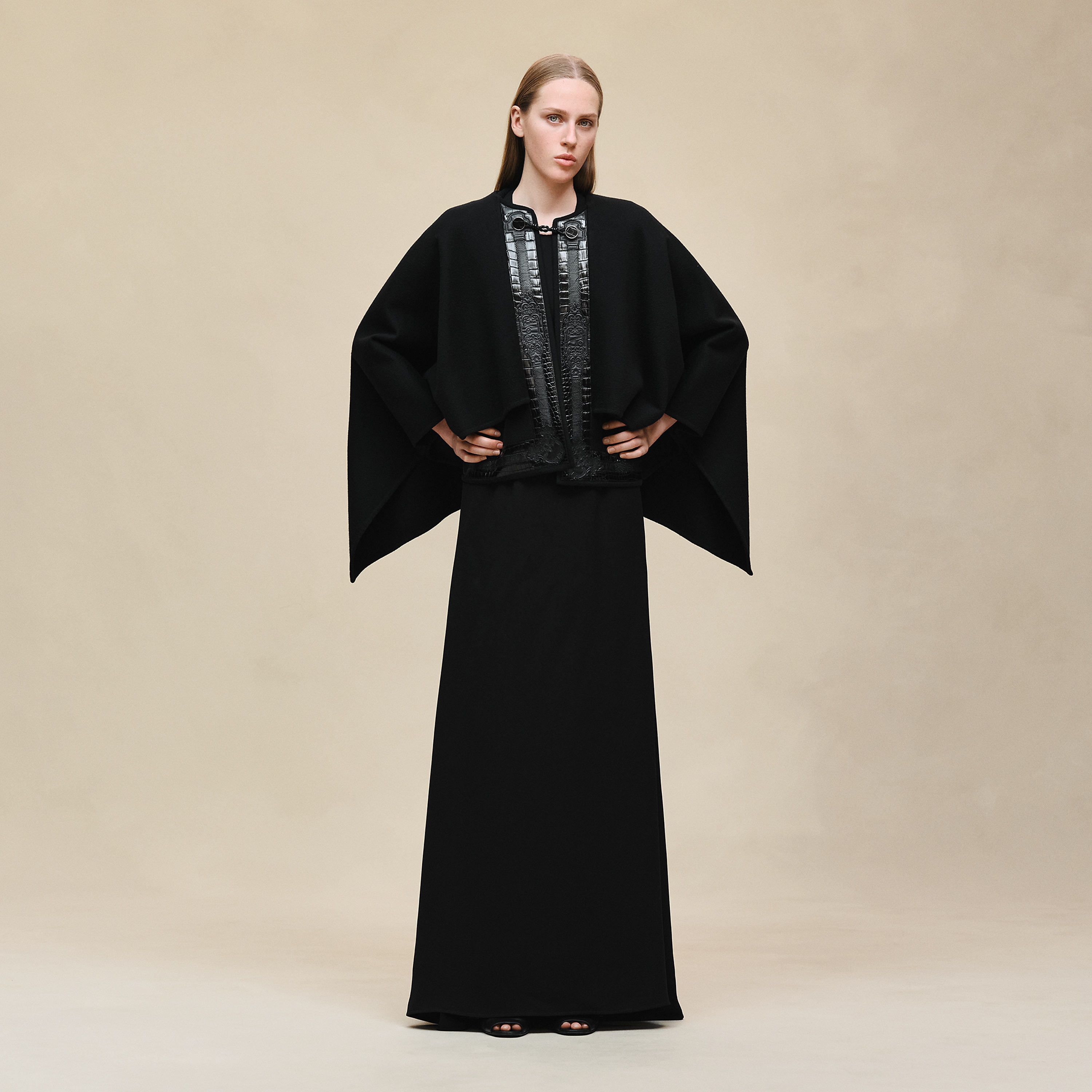 Embroidered cape jacket