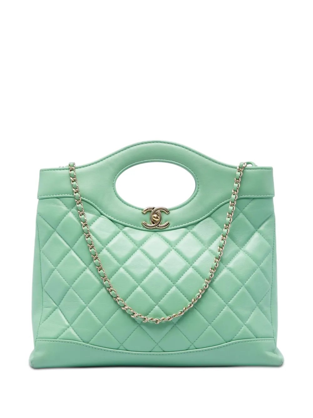 2021-2026 Small Quilted Shiny Lambskin 31 Shopping Bag satchel