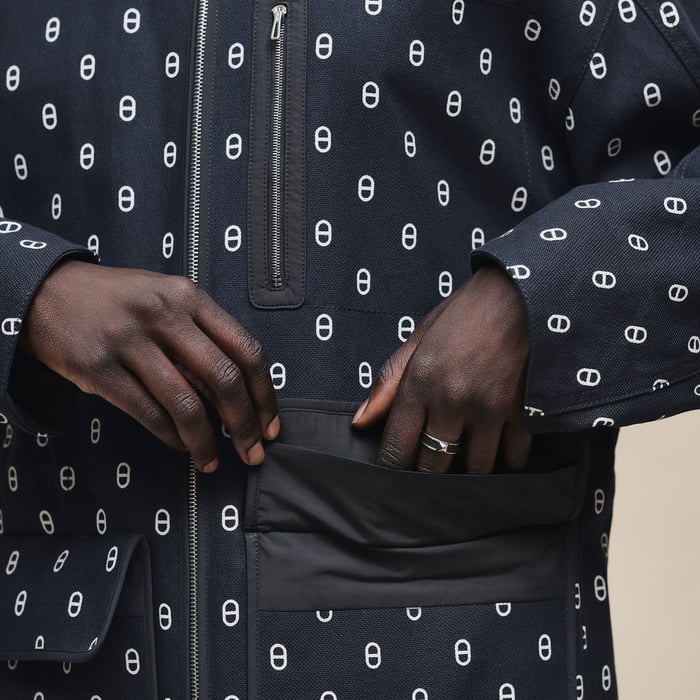 Bleu Marine "Chaine d'Ancre" Reversible Short Coat