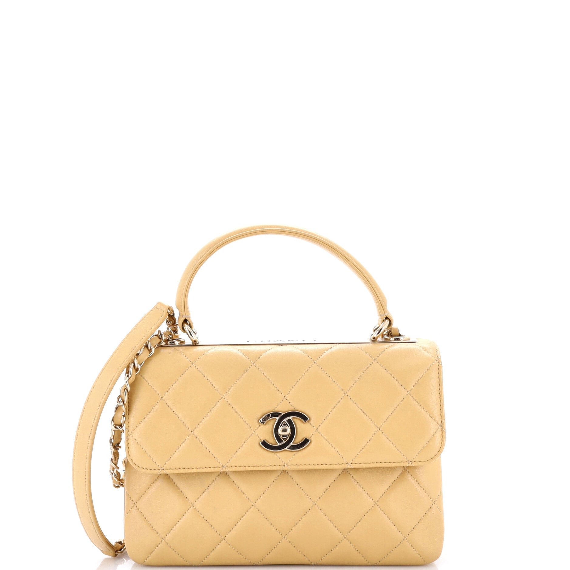 Trendy CC Top Handle Bag Quilted Lambskin Small