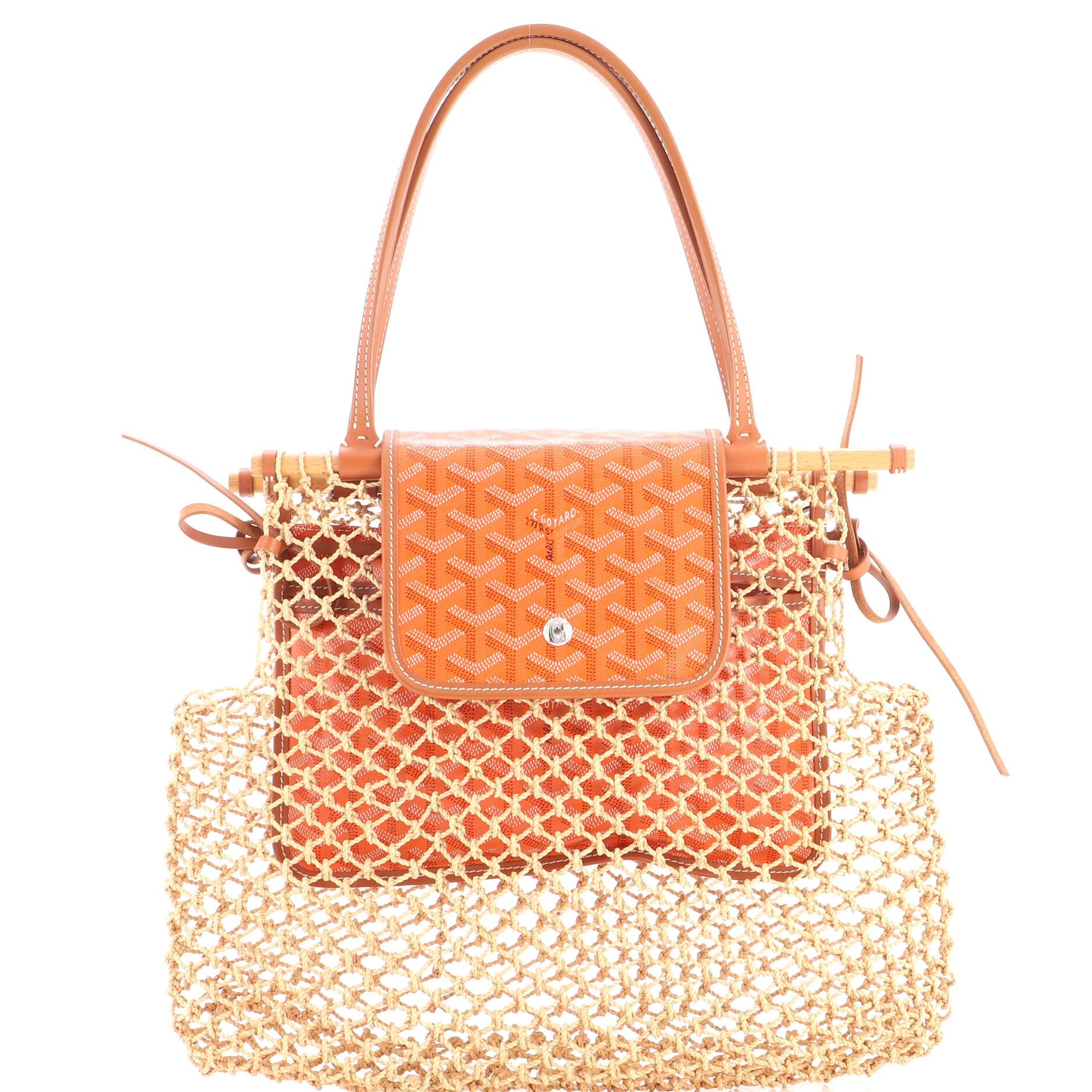 Aligre Bag Raffia Net with Coated Canvas