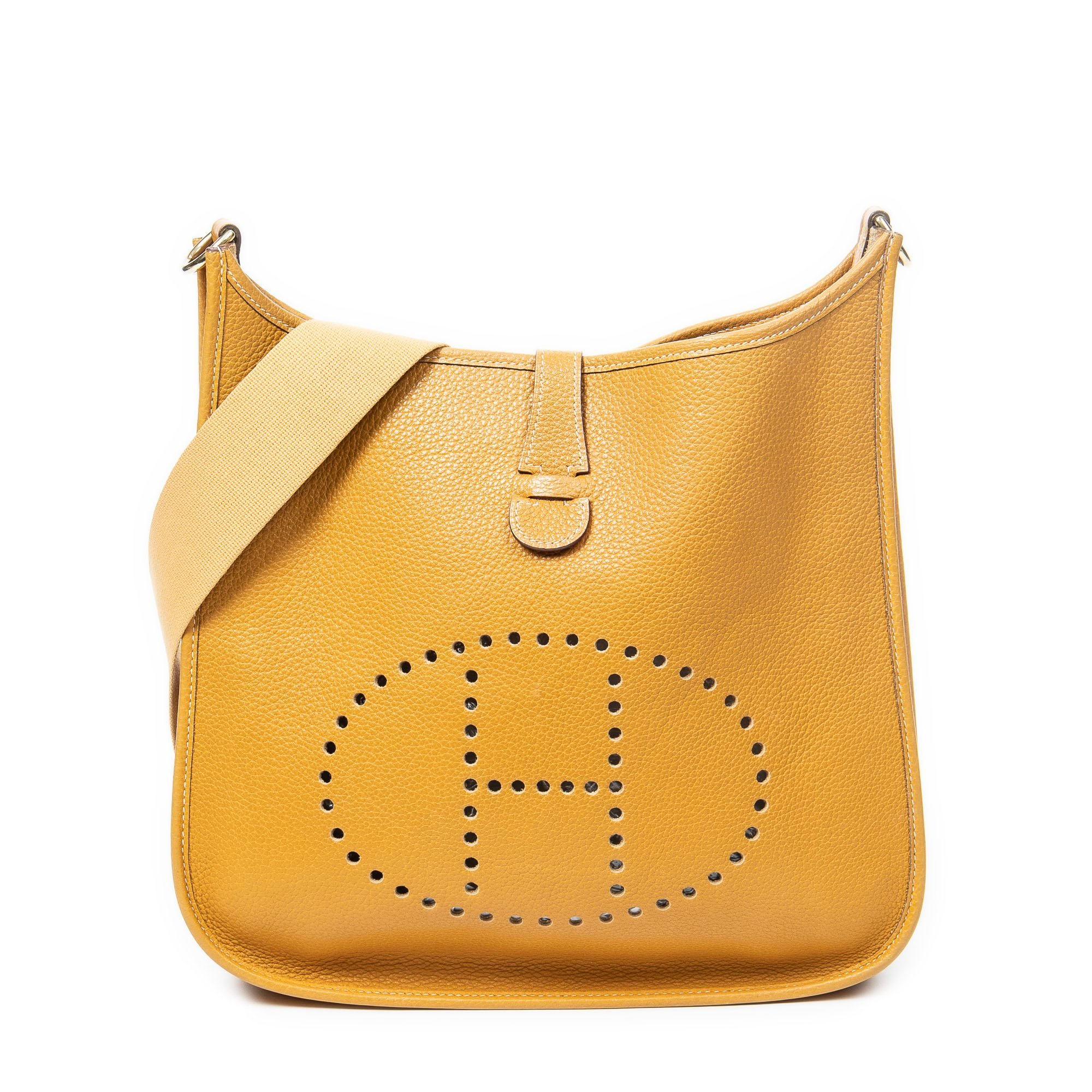 Hermes Evelyne Handbag Natural Sable Clemence Leather 2012