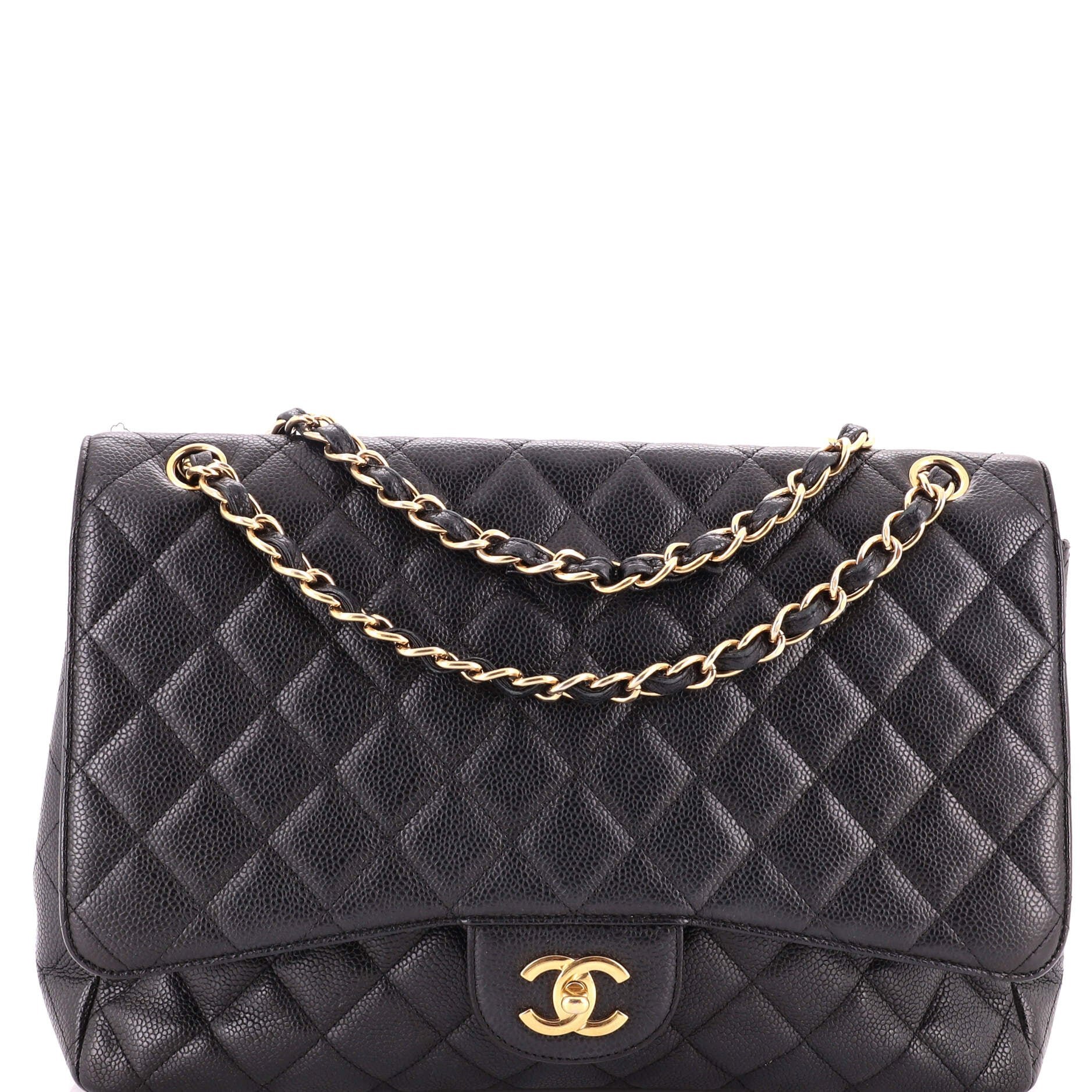 Classic Single Flap Bag Quilted Caviar Maxi