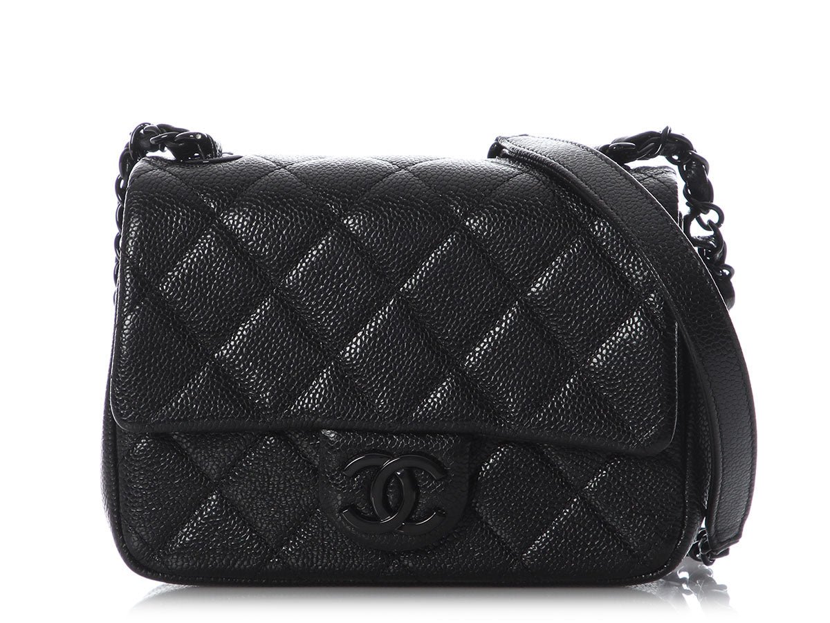 Chanel Mini Black Quilted Shiny Caviar Incognito Flap