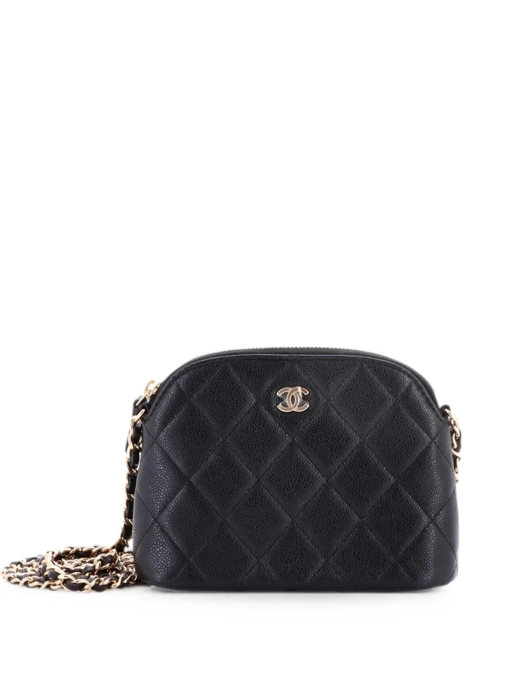 CC Dome Zip Clutch with Chain Quilted Caviar Mini crossbody bag