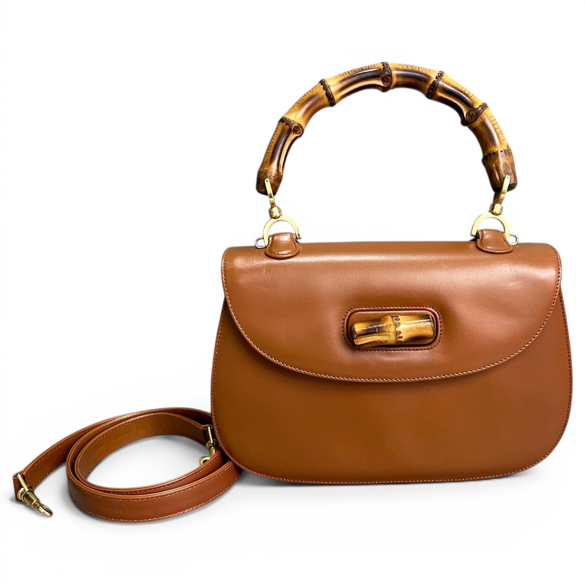 Convertible Bamboo Top Handle leather handbag