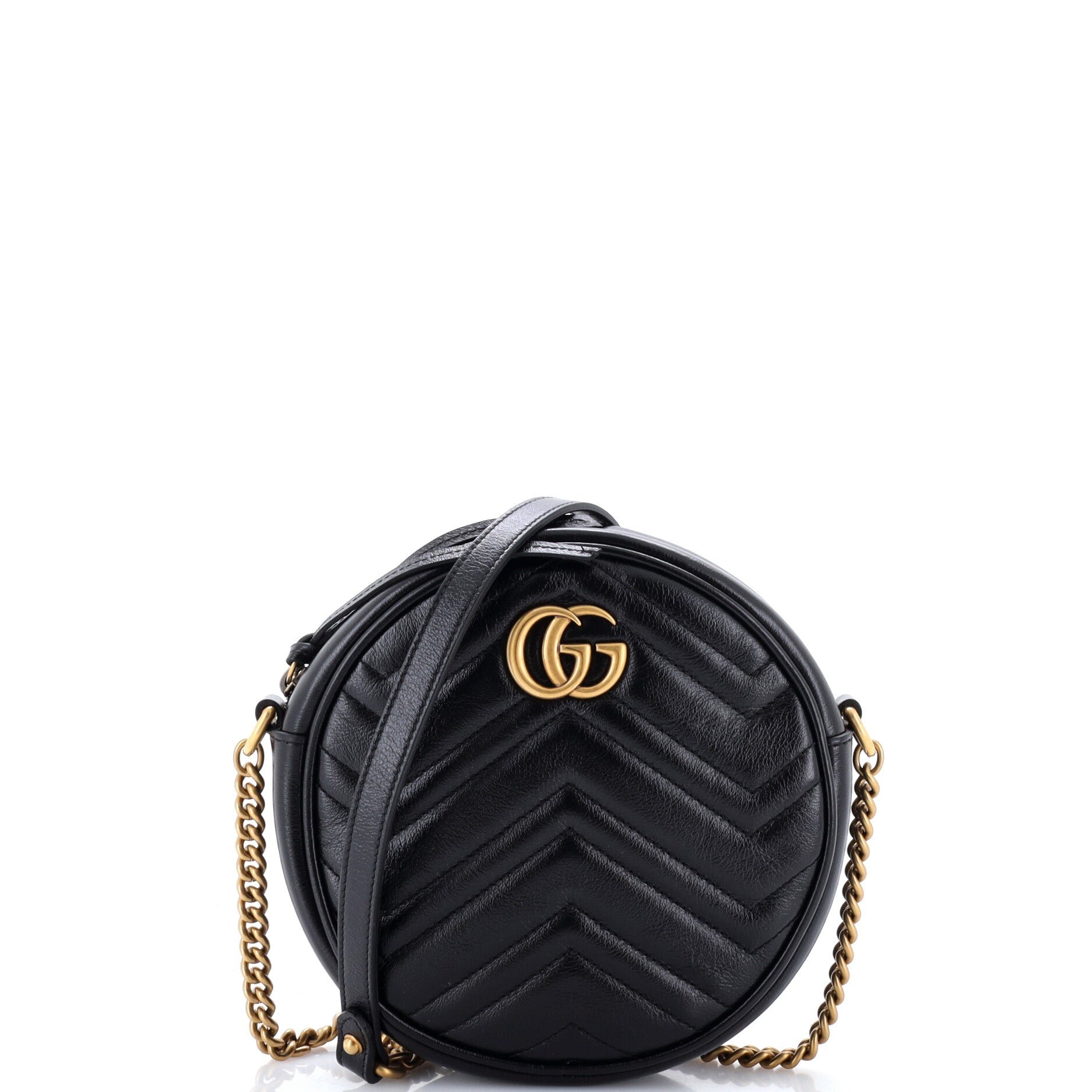 GG Marmont Round Shoulder Bag Matelasse Leather Mini